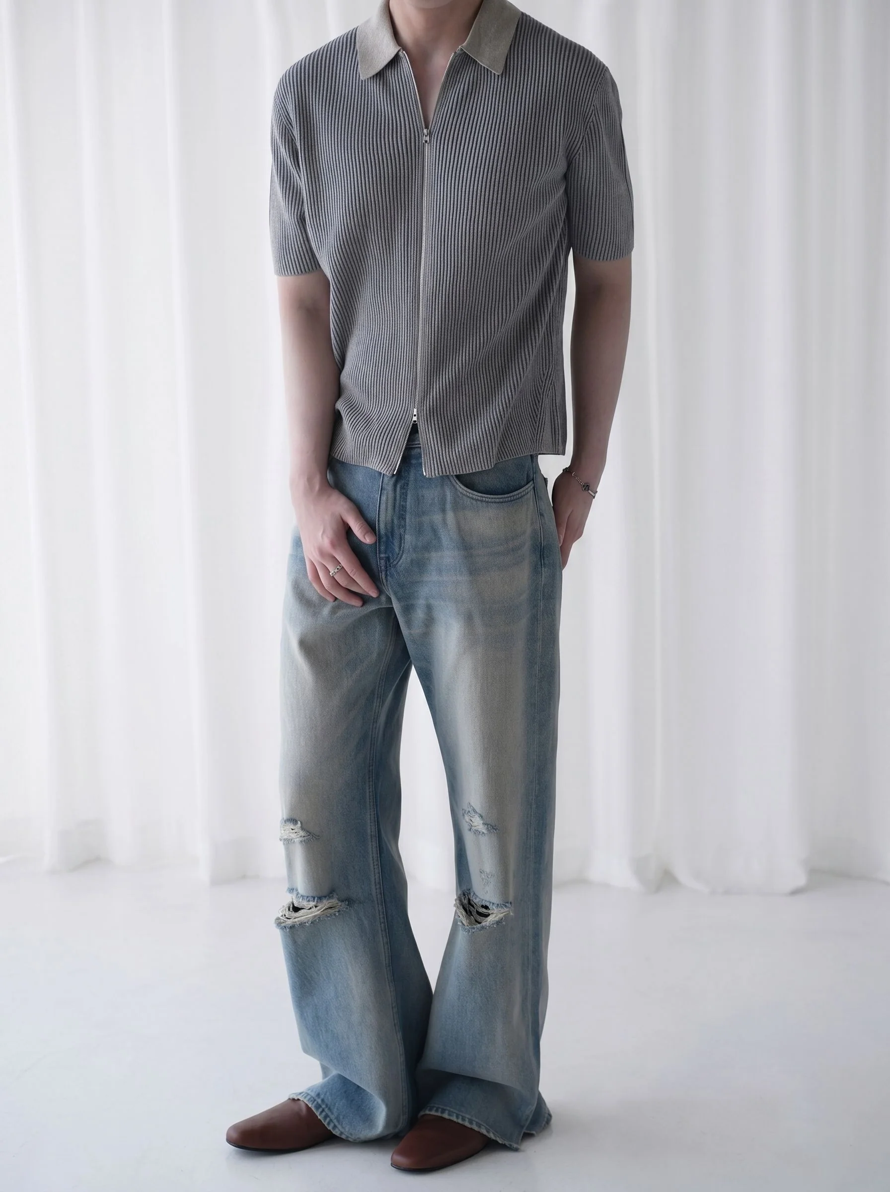 Ribbed Zip Polo - Image 7