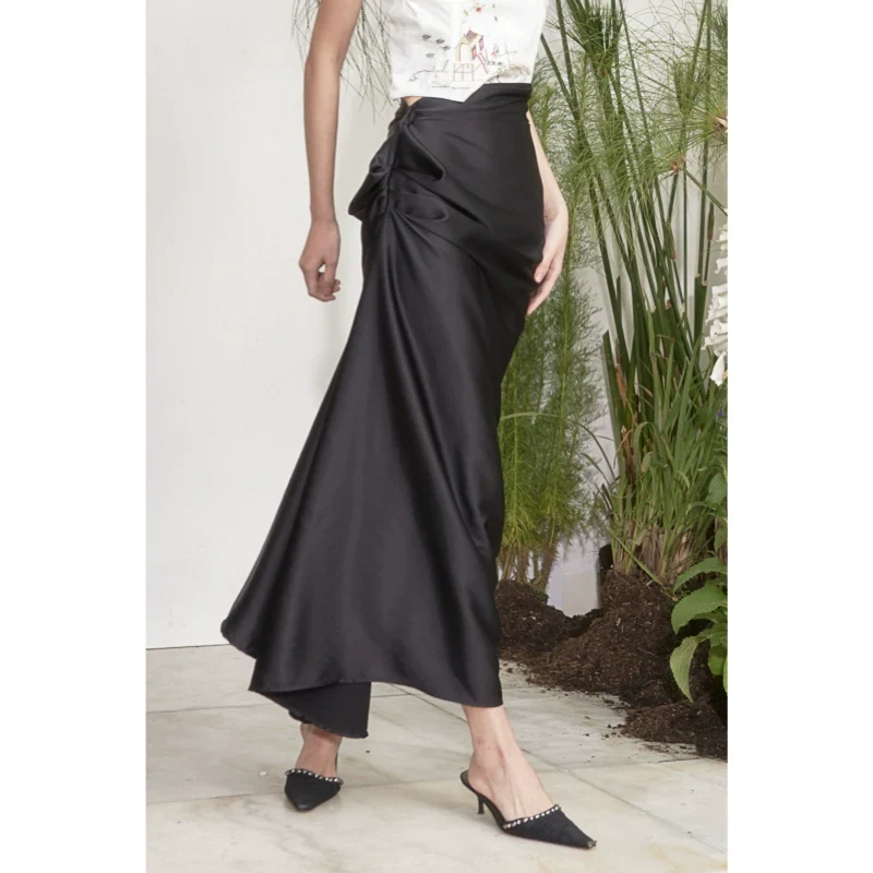 Rimless Black Draped Skirt - Image 3