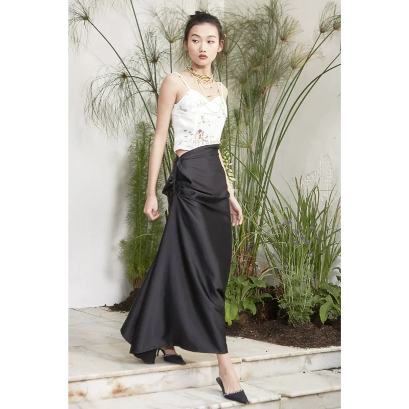 Rimless Black Draped Skirt - Image 4