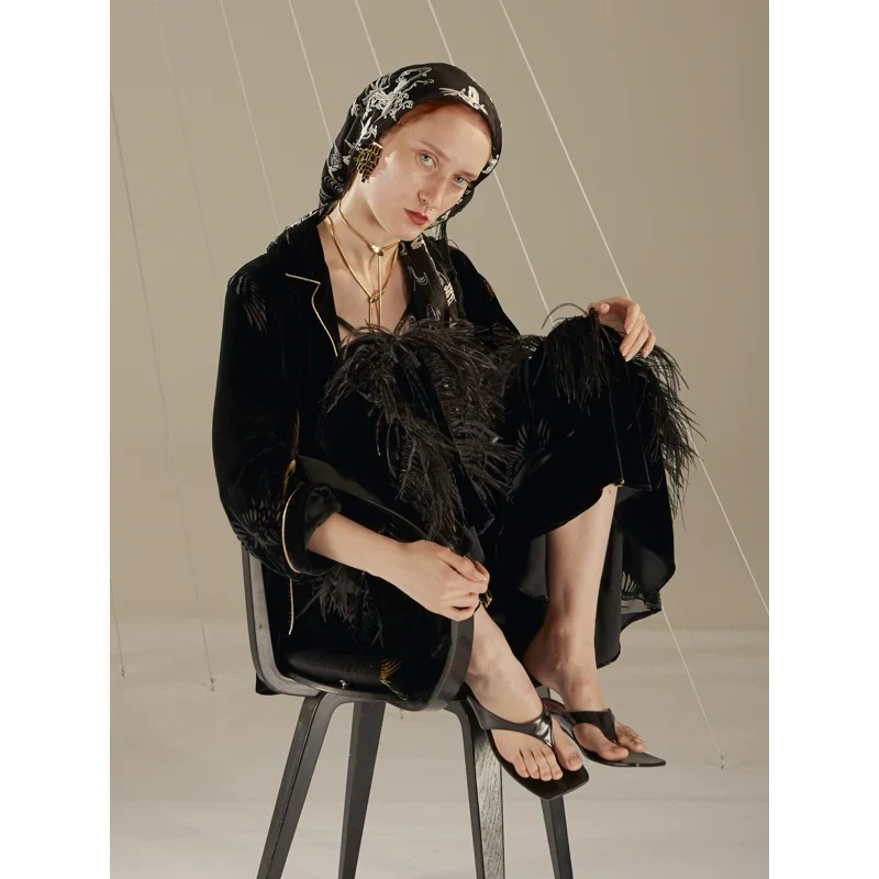 Rimless Black Velvet Pajama Set - Image 2