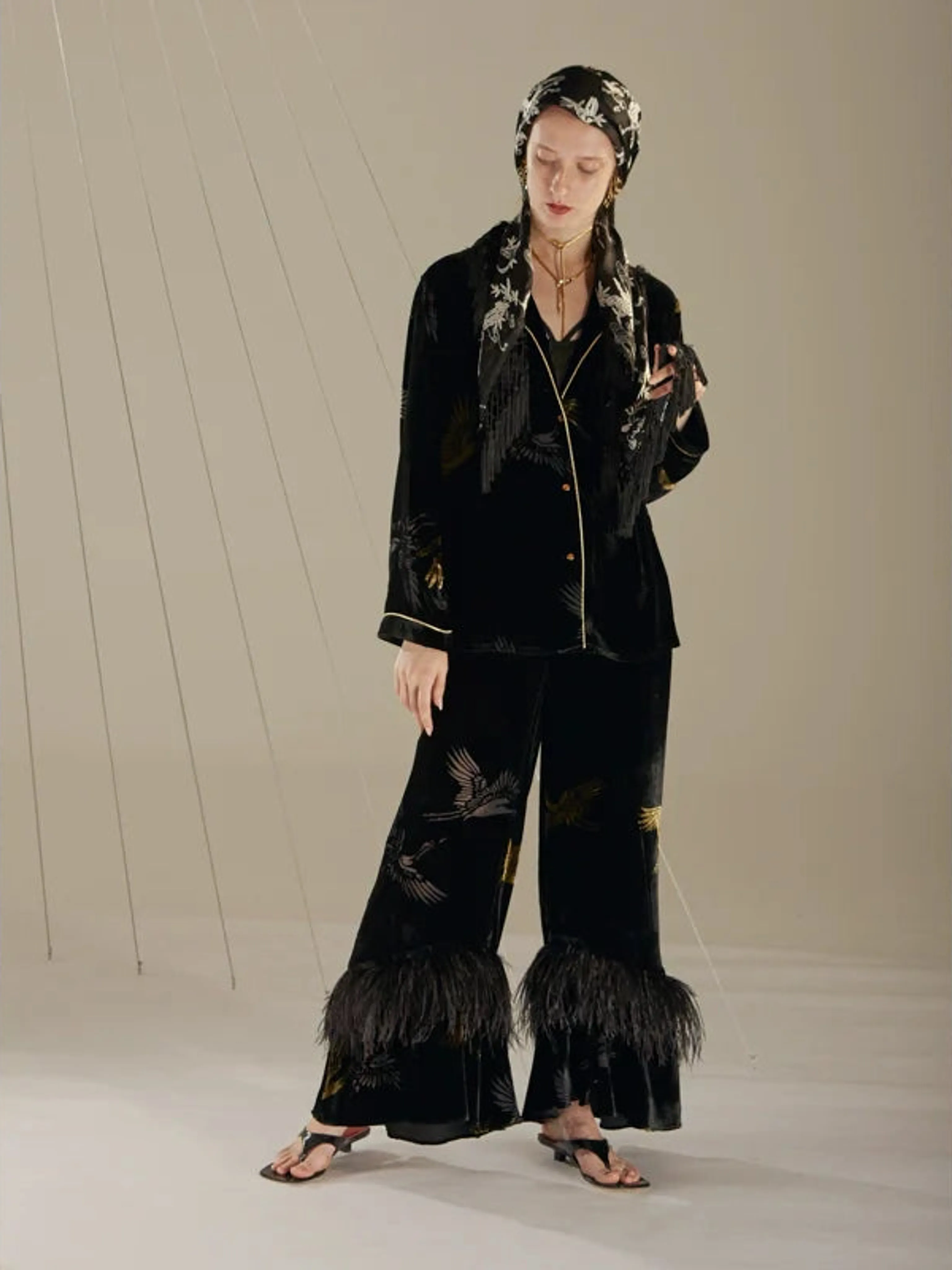 Rimless Black Velvet Pajama Set - Image 7