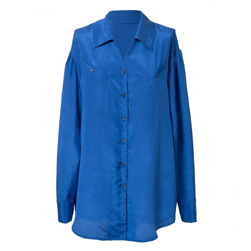 Rimless Minimalist V-Neck Blouse - Image 5