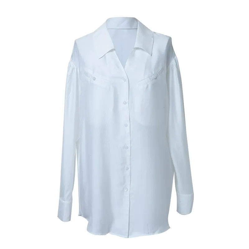 Rimless Minimalist V-Neck Blouse - Image 6
