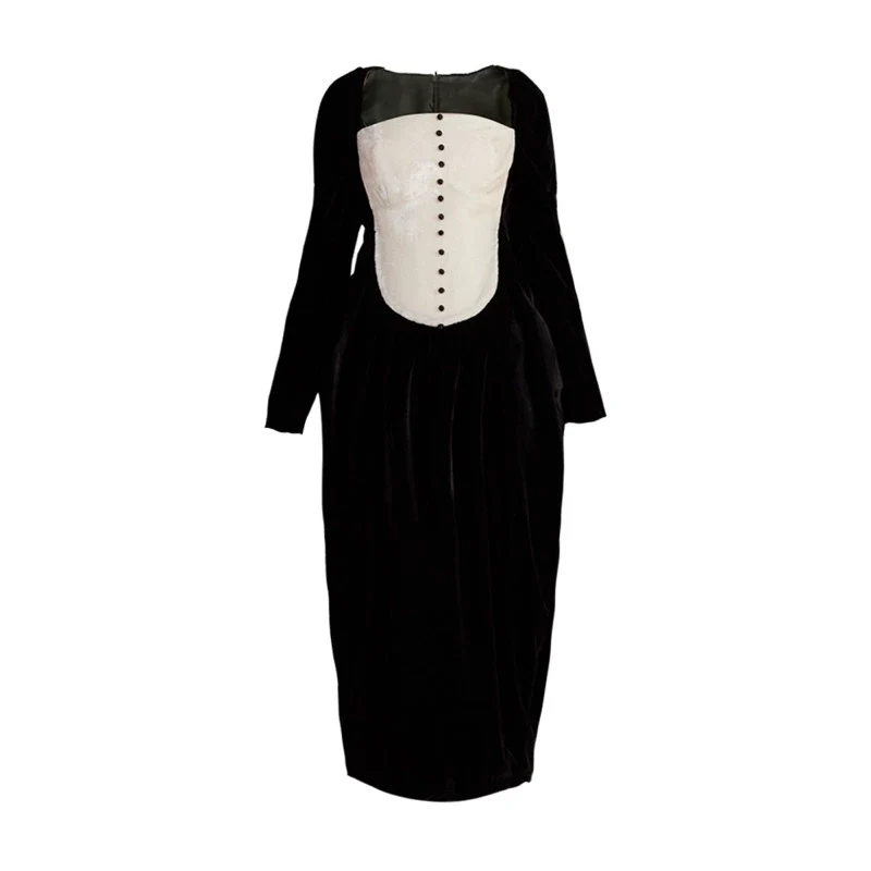 Rimless Velvet Contrast Dress - Image 6