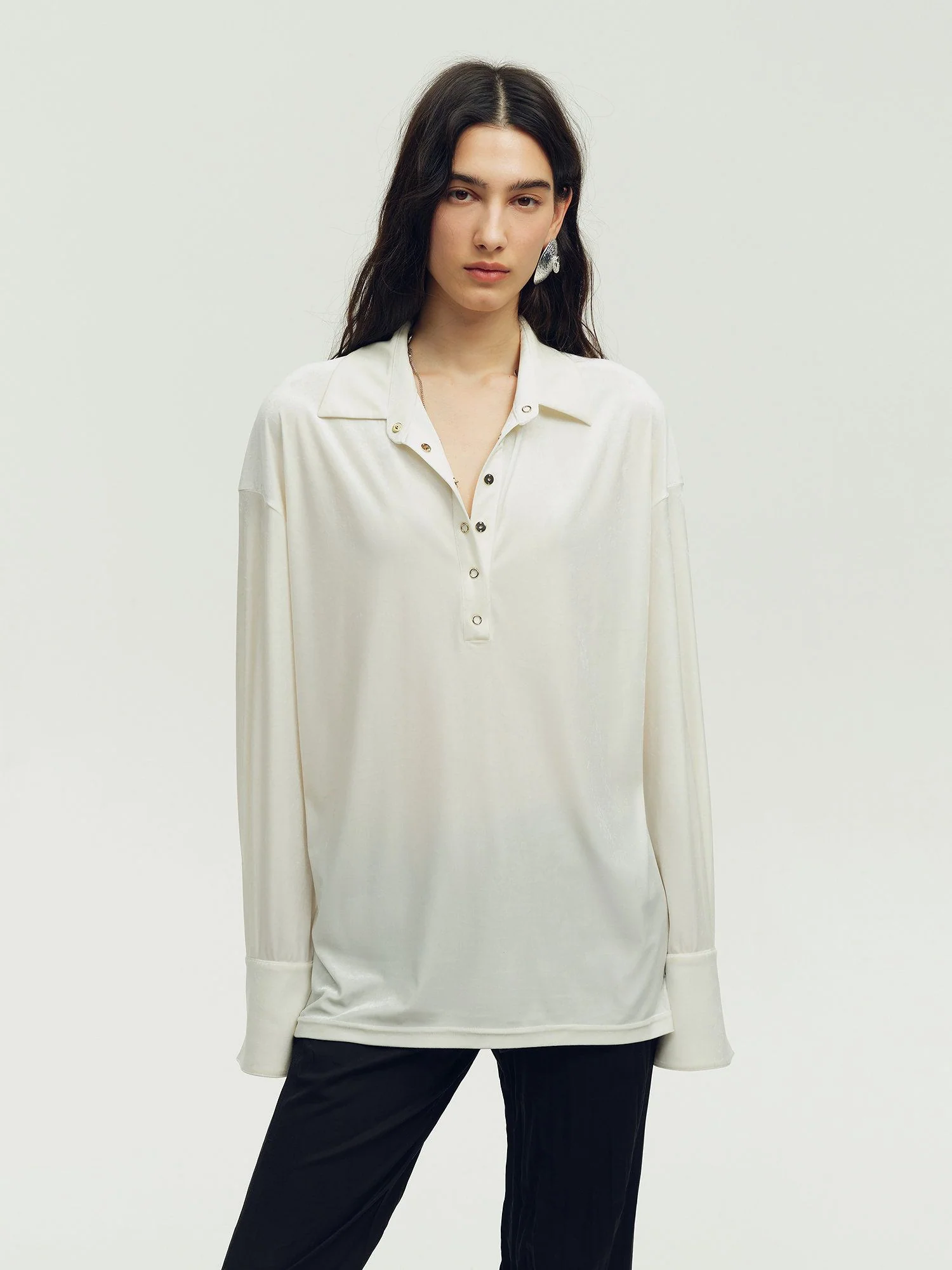 Ring-Snap Polo Blouse - Image 4