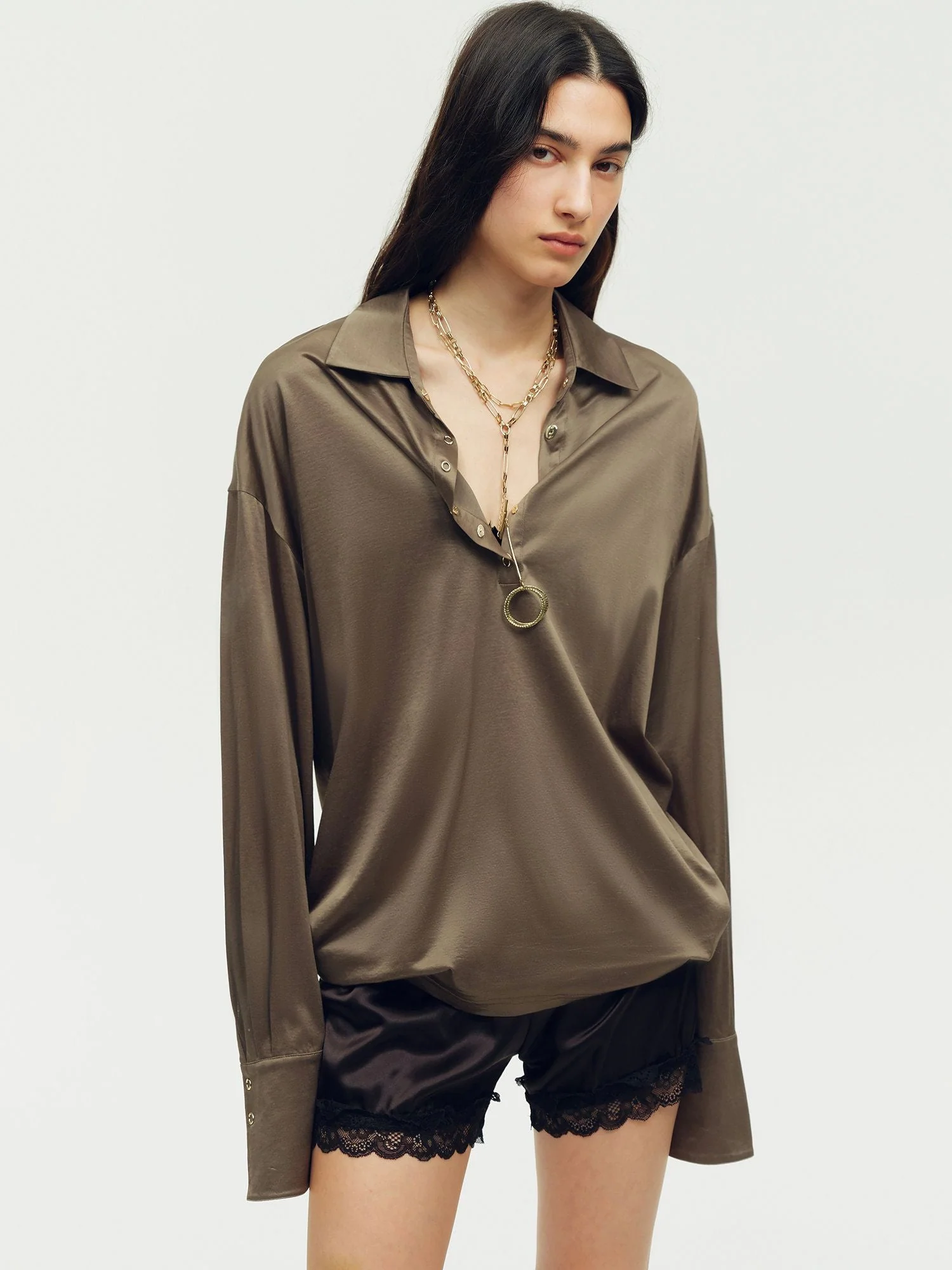 Ring-Snap Polo Blouse - Image 5