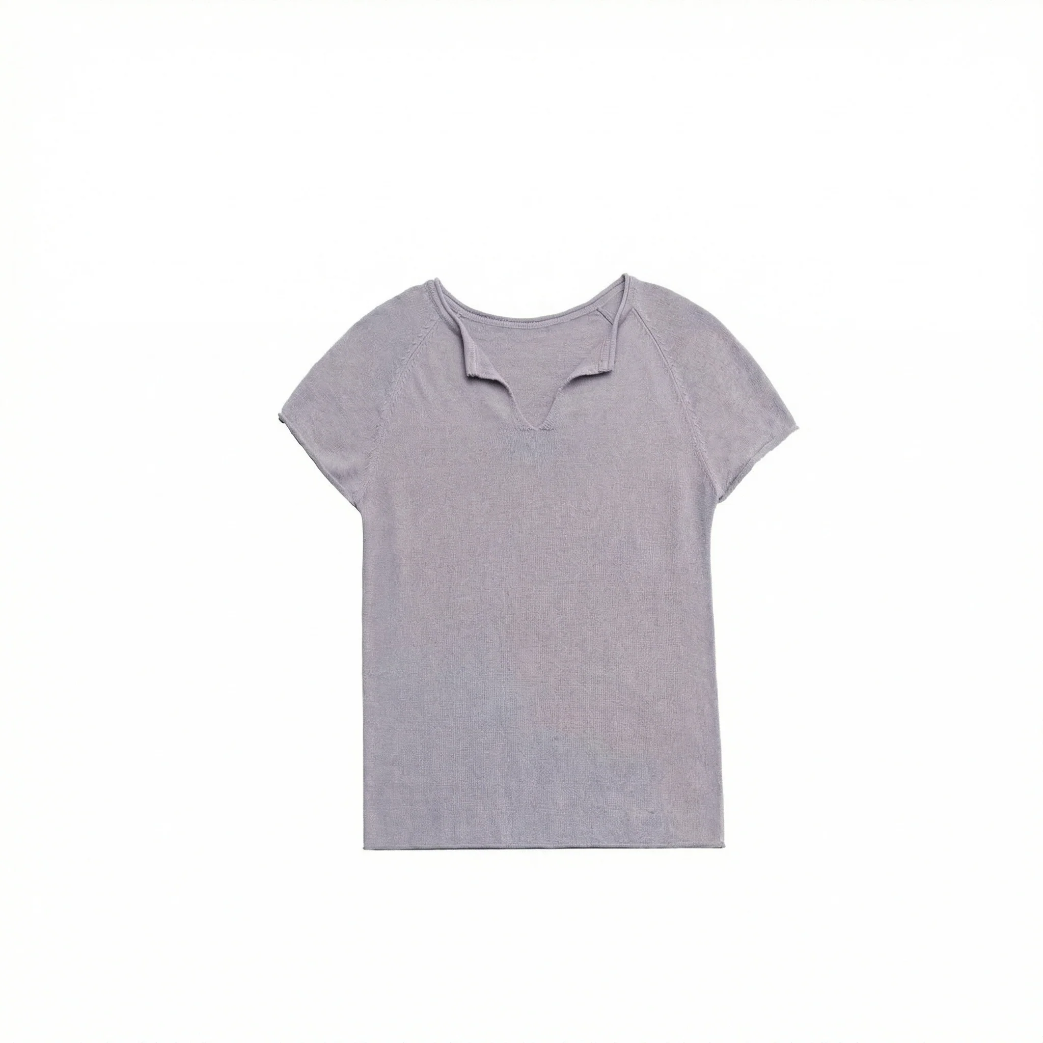 Rolled Edge V-Neck Knit Top - Image 6