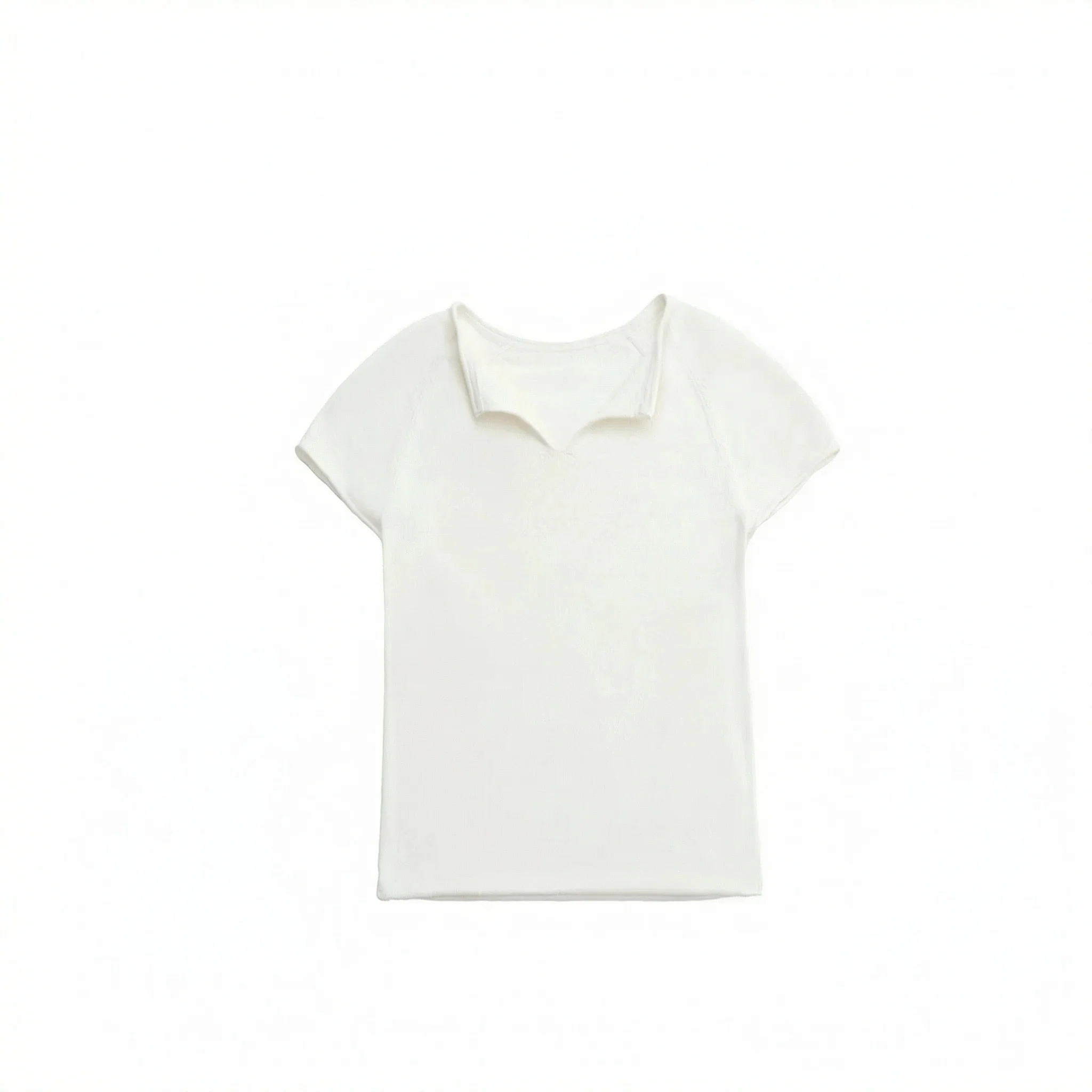 Rolled Edge V-Neck Knit Top - Image 7