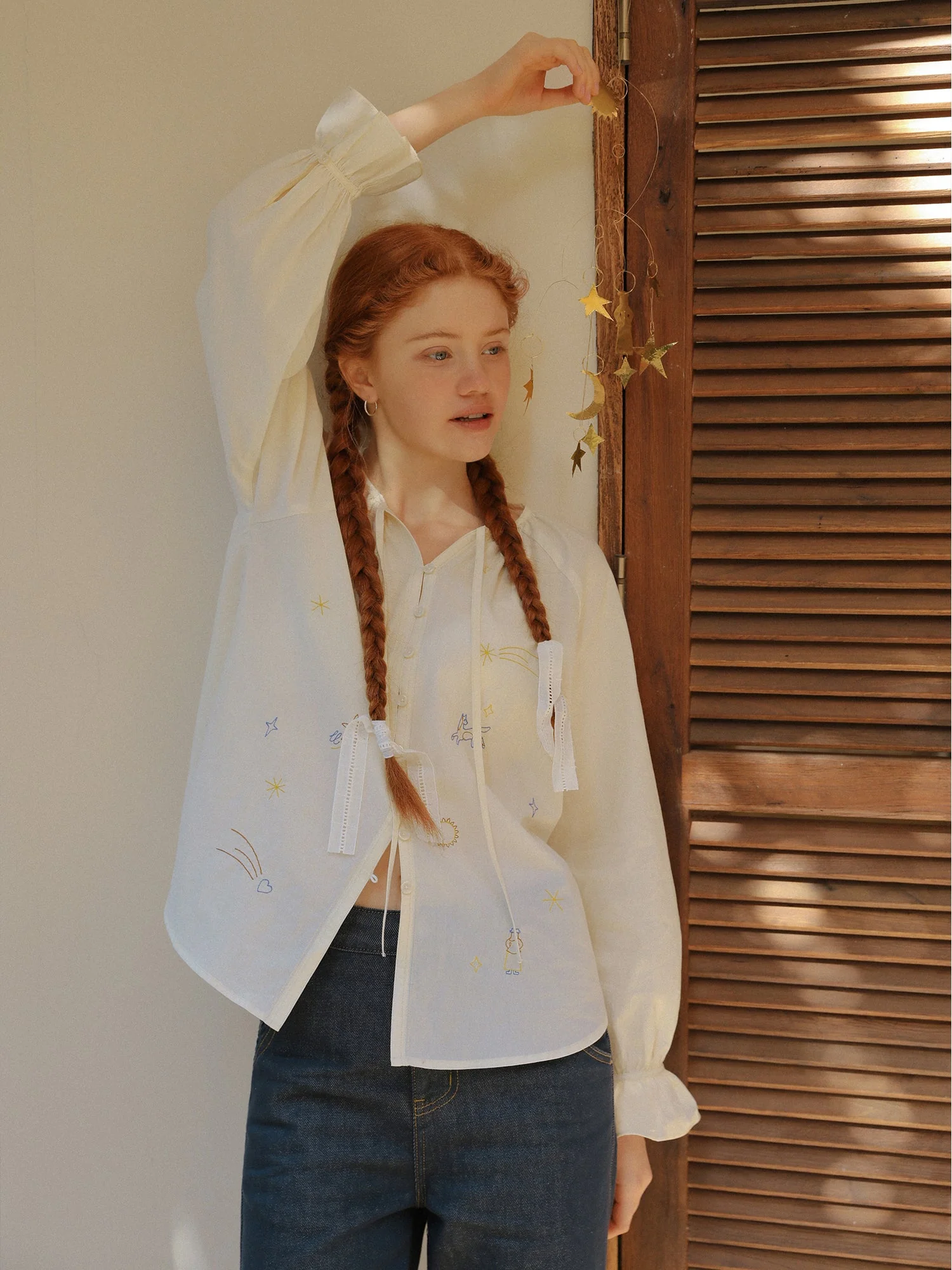 Romantic Starry Embroidered Shirt