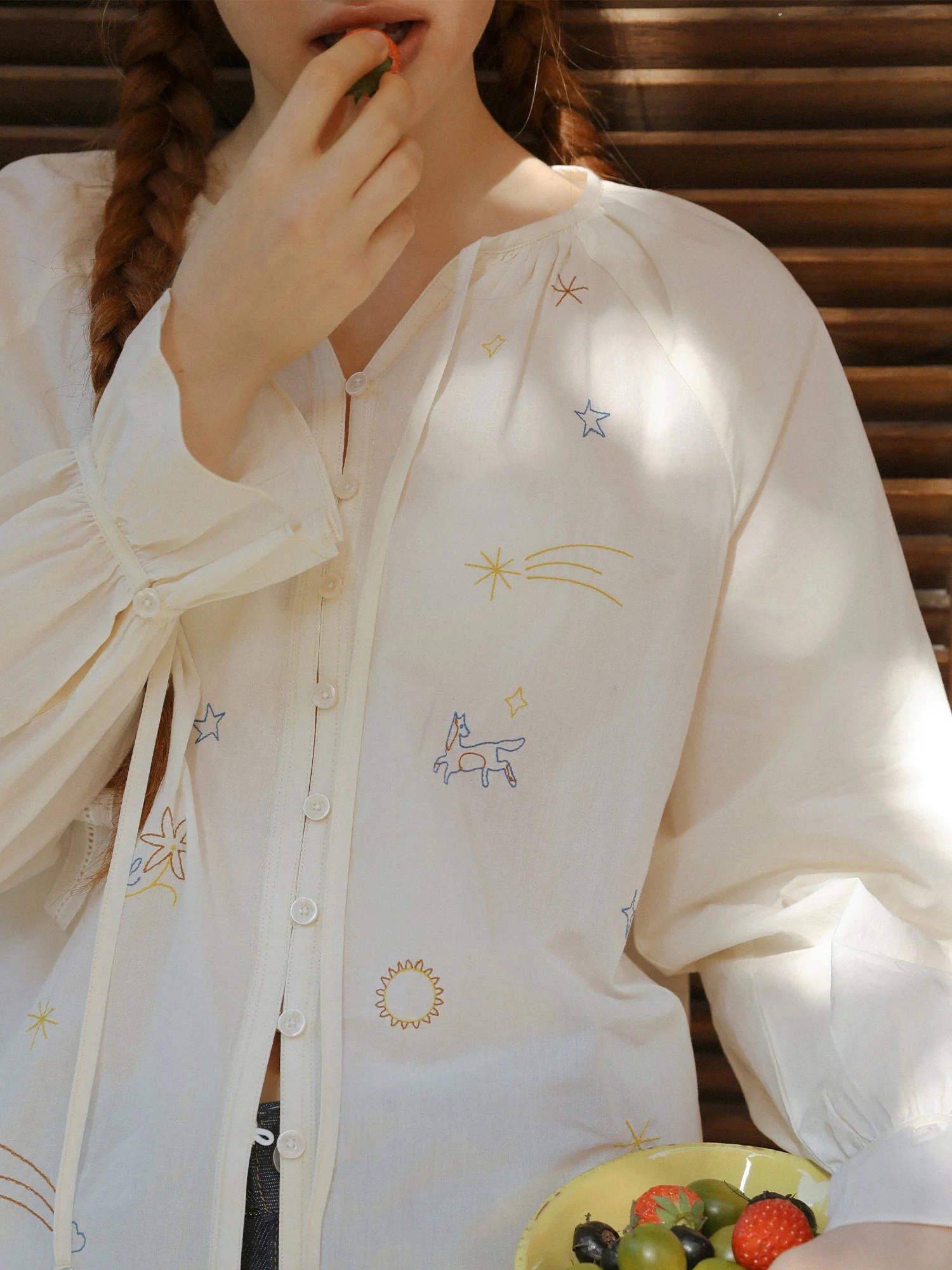 Romantic Starry Embroidered Shirt - Image 7