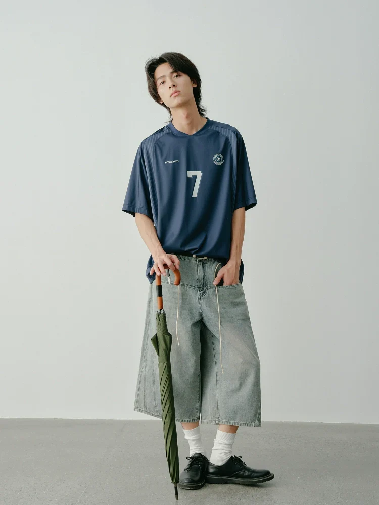 Rope Drawstring Cropped Denim Pants