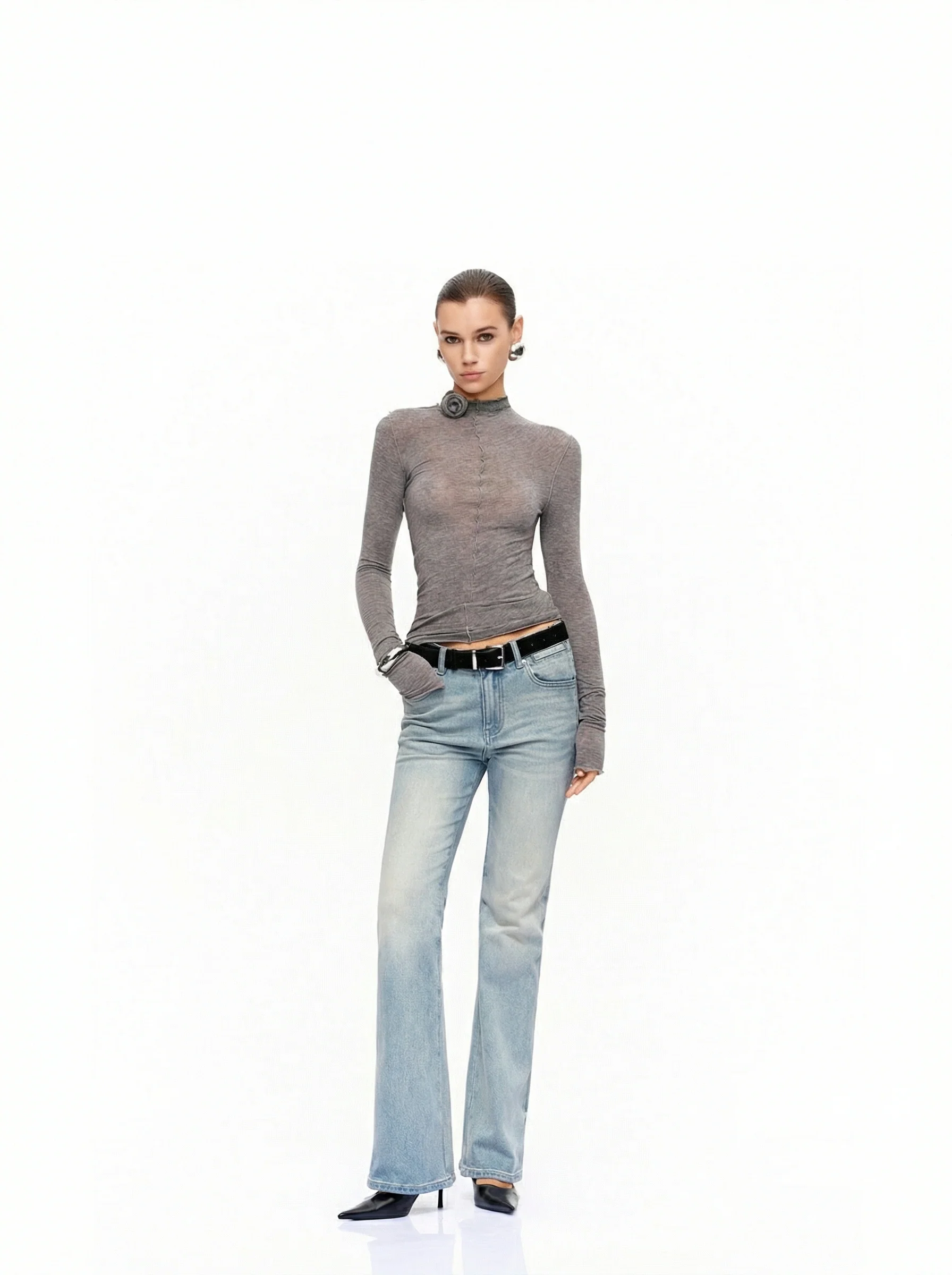 Rosette Mockneck Top