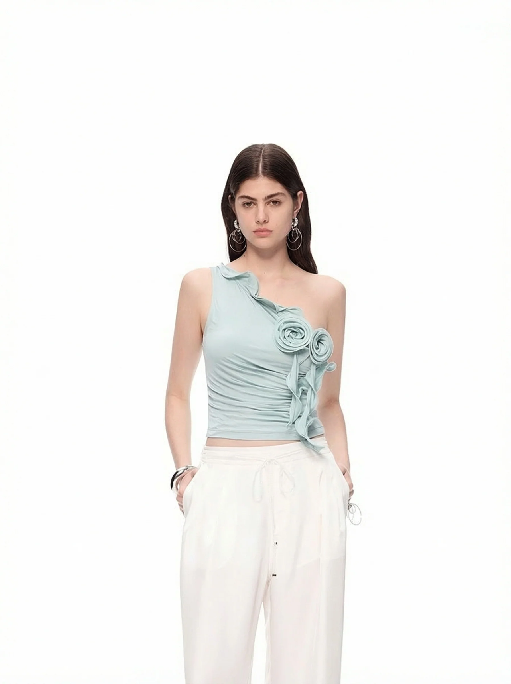 Rosette One-Shoulder Top