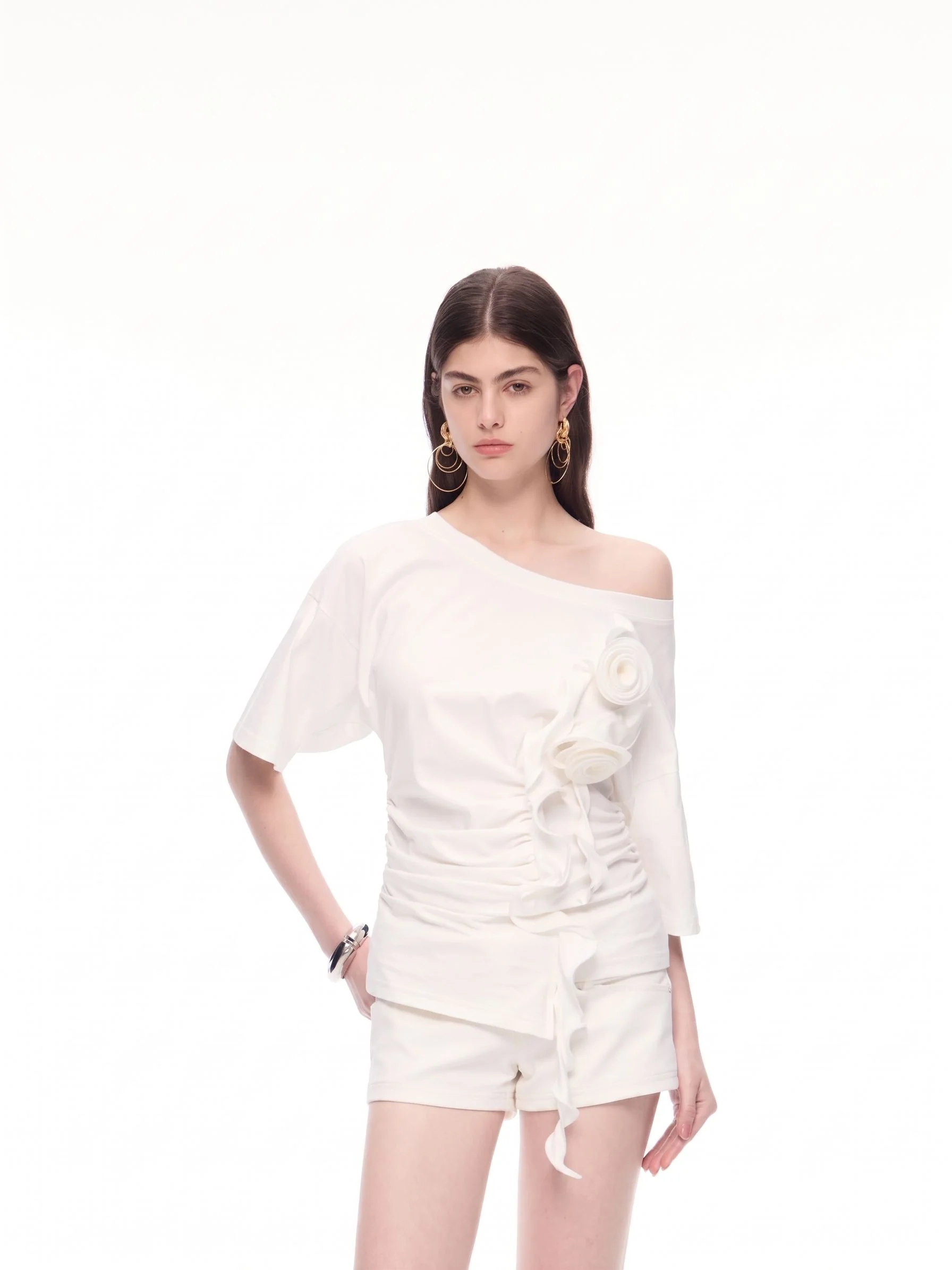 Rosette Ruched Top