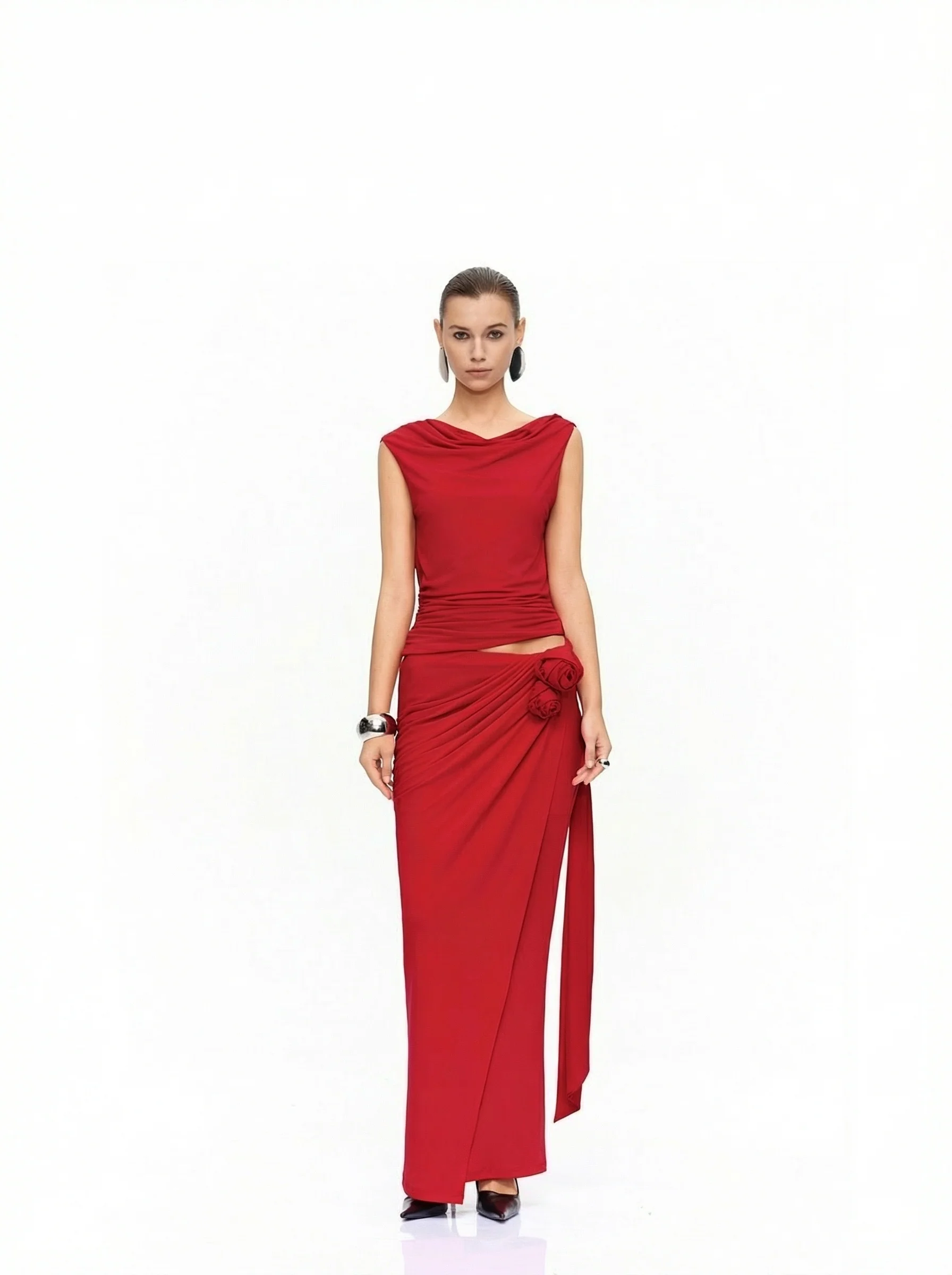 Rosette Wrap Skirt Set