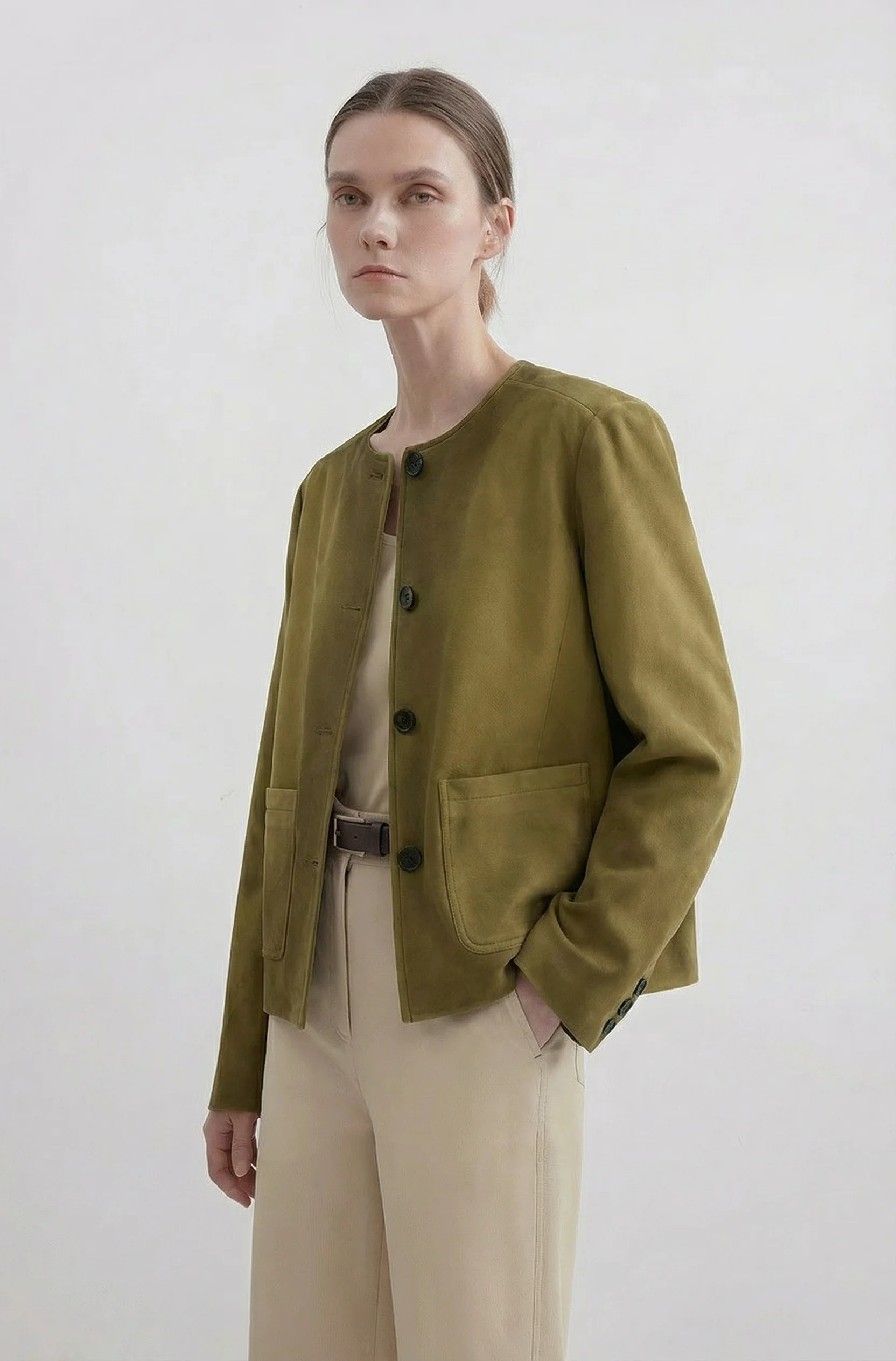 Round-Neck Button Jacket - Image 3