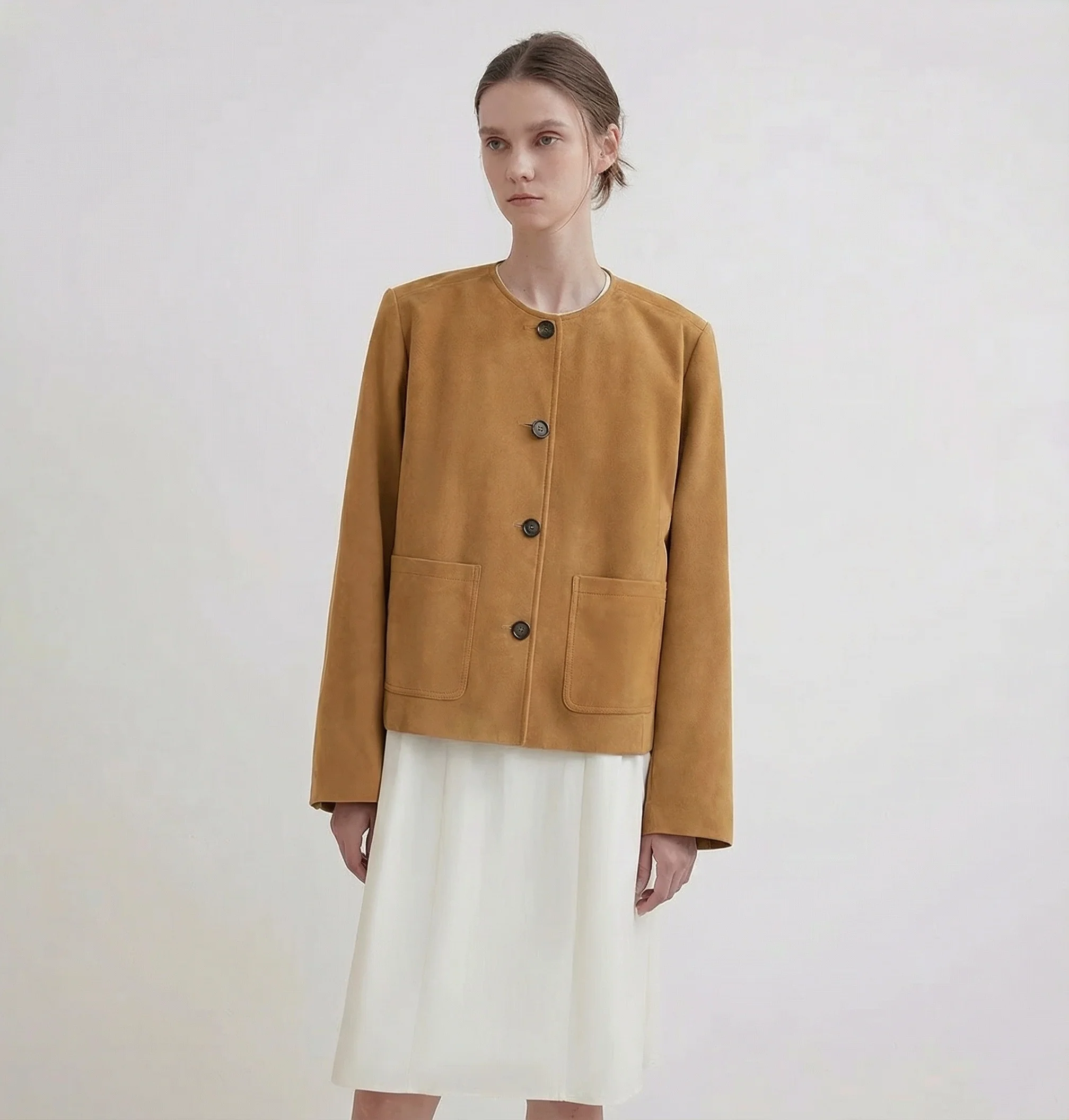Round-Neck Button Jacket - Image 7