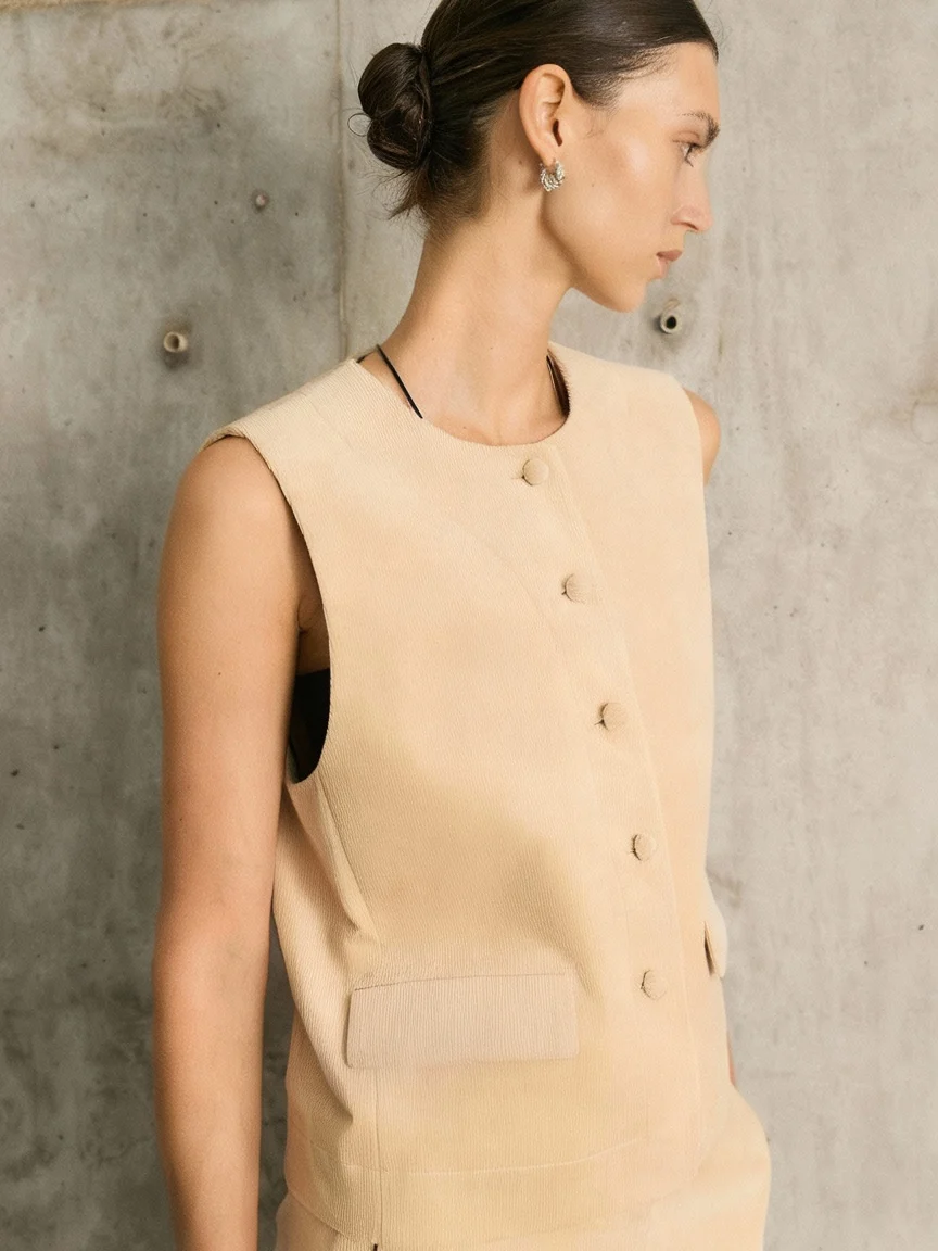Round-Neck Button Vest - Image 2