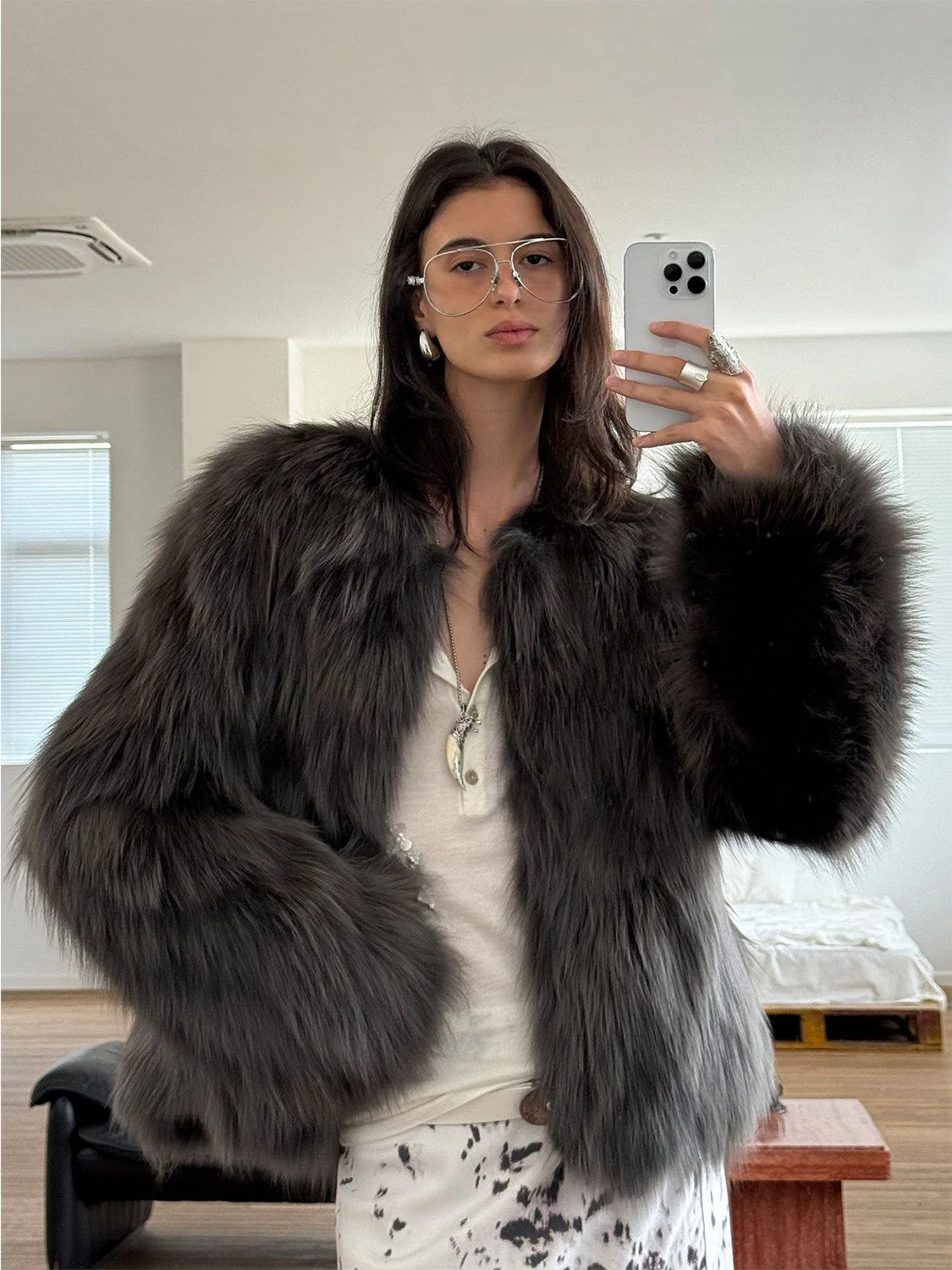 Round-Neck Fur Jacket - Image 5