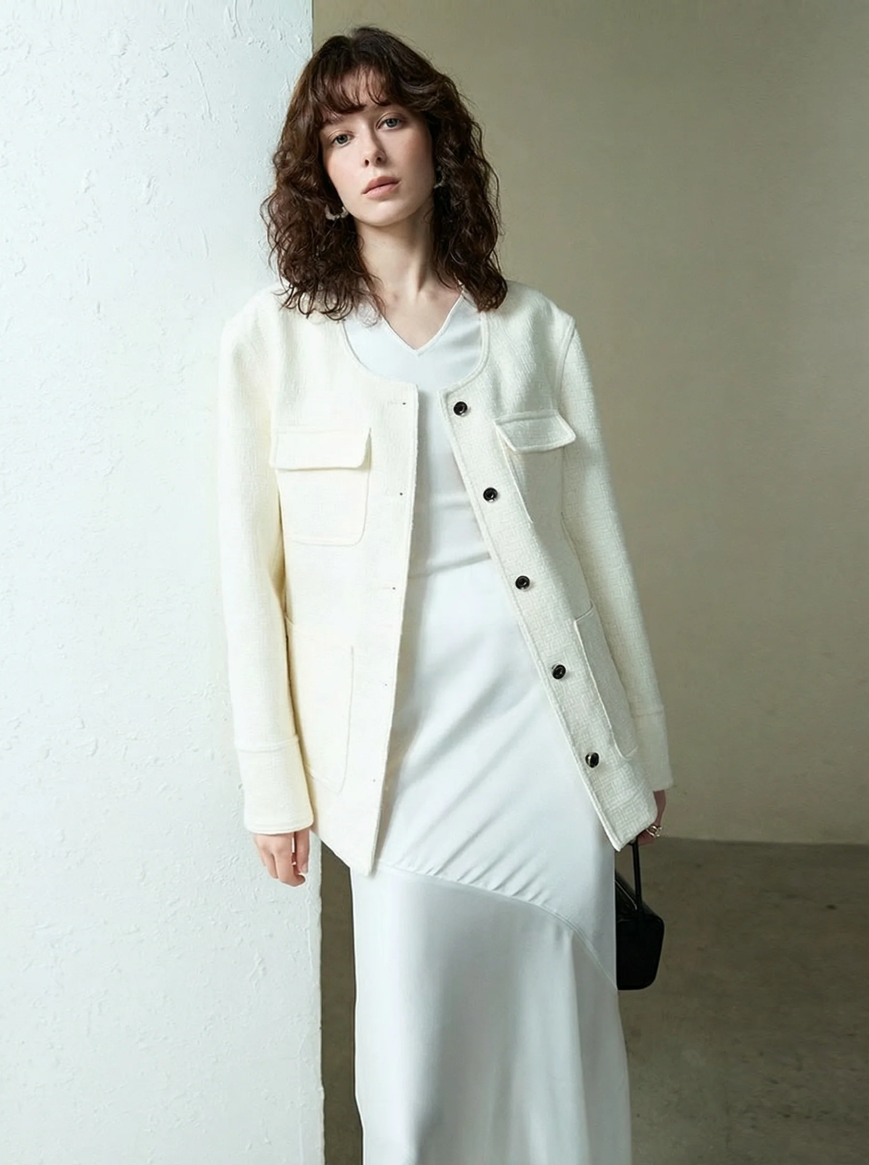 Round-Neck Tweed Jacket