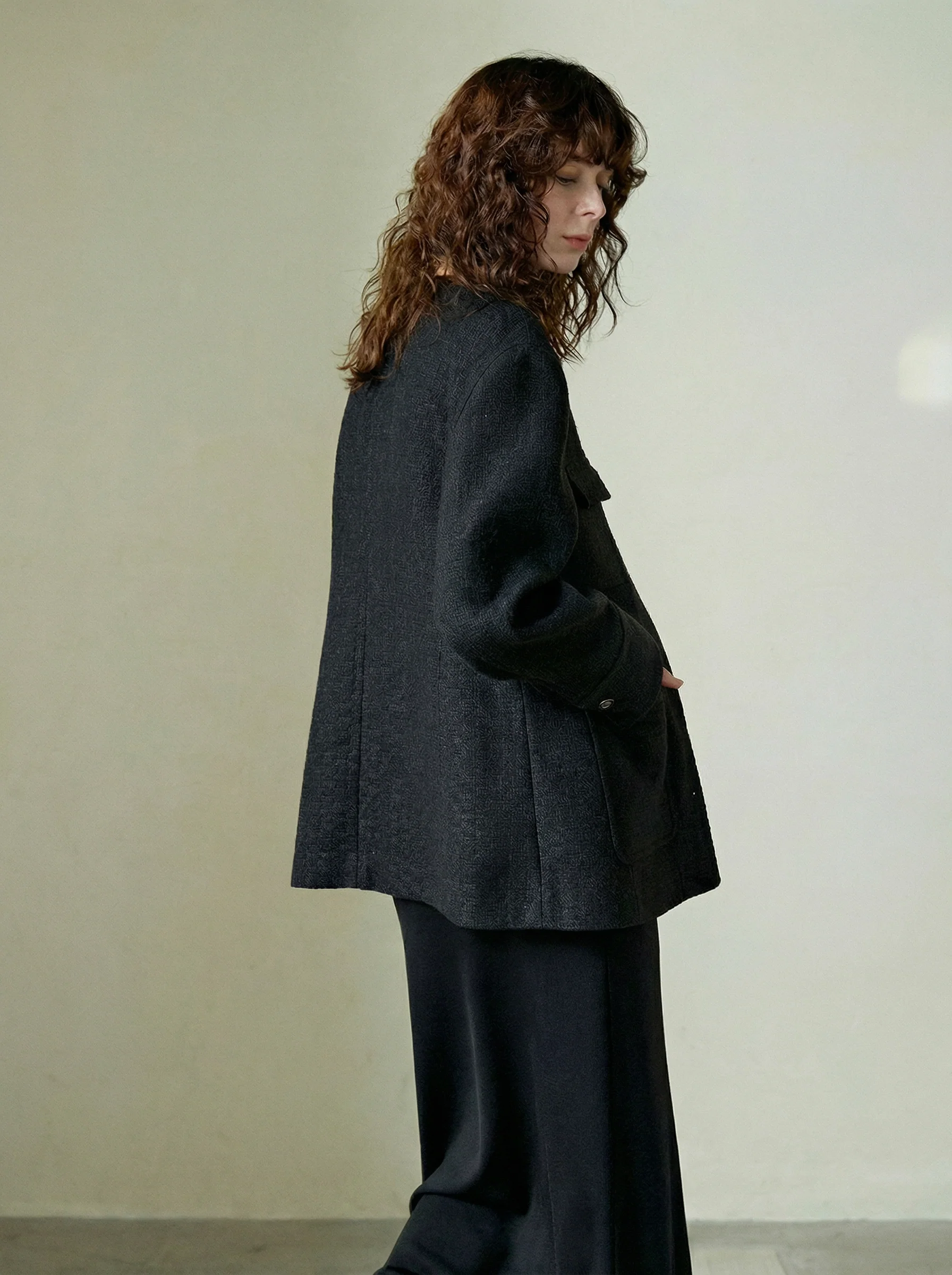 Round-Neck Tweed Jacket - Image 6