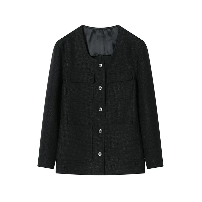 Round-Neck Tweed Jacket - Image 8