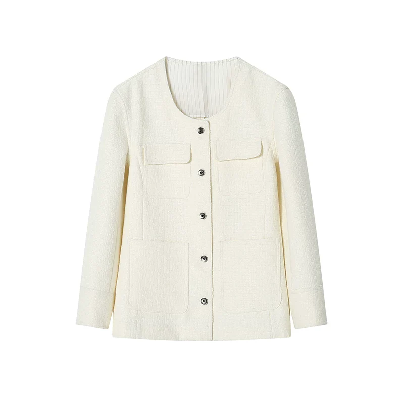Round-Neck Tweed Jacket - Image 9
