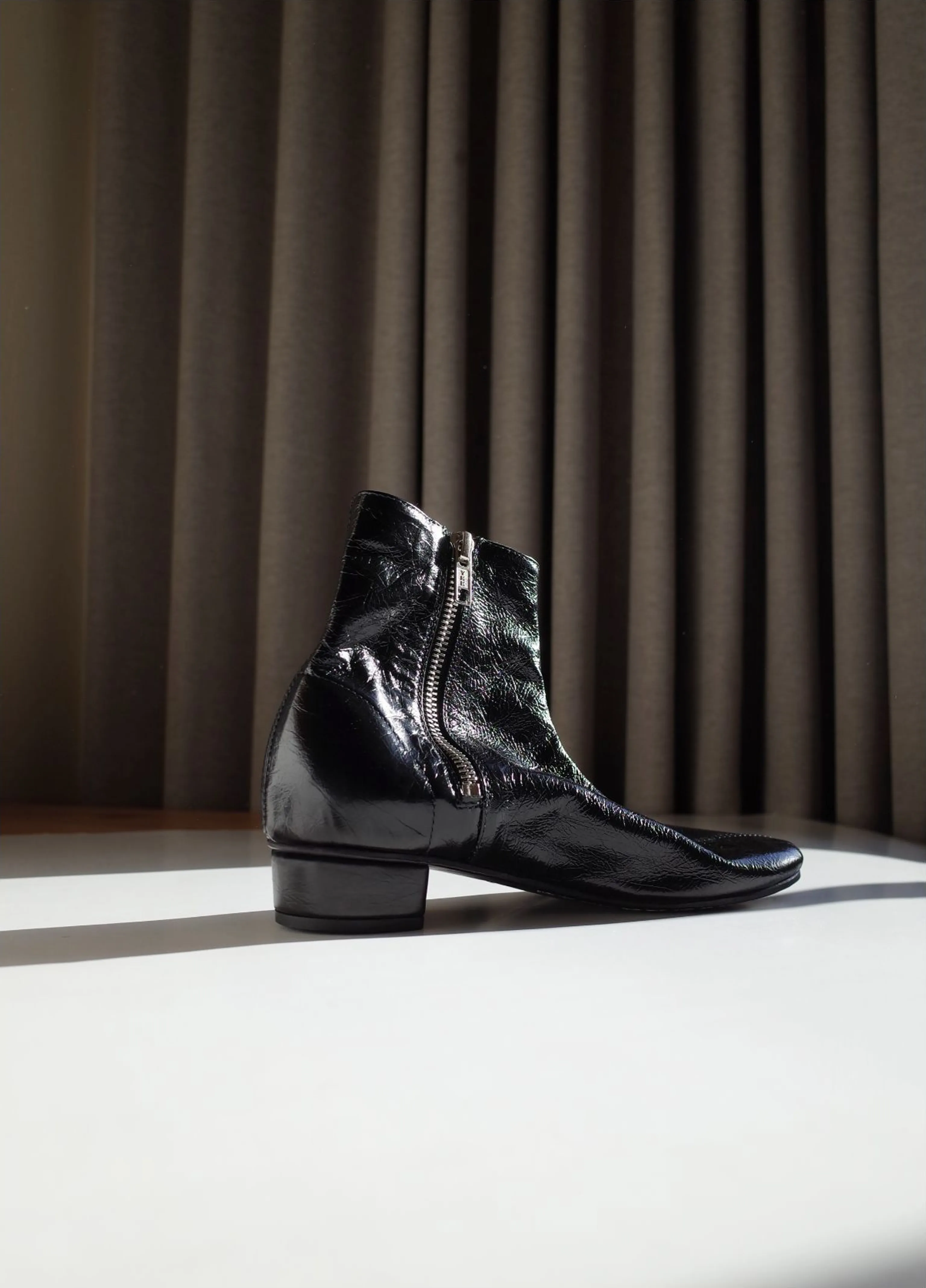 Round Toe Cowhide Ankle Boots