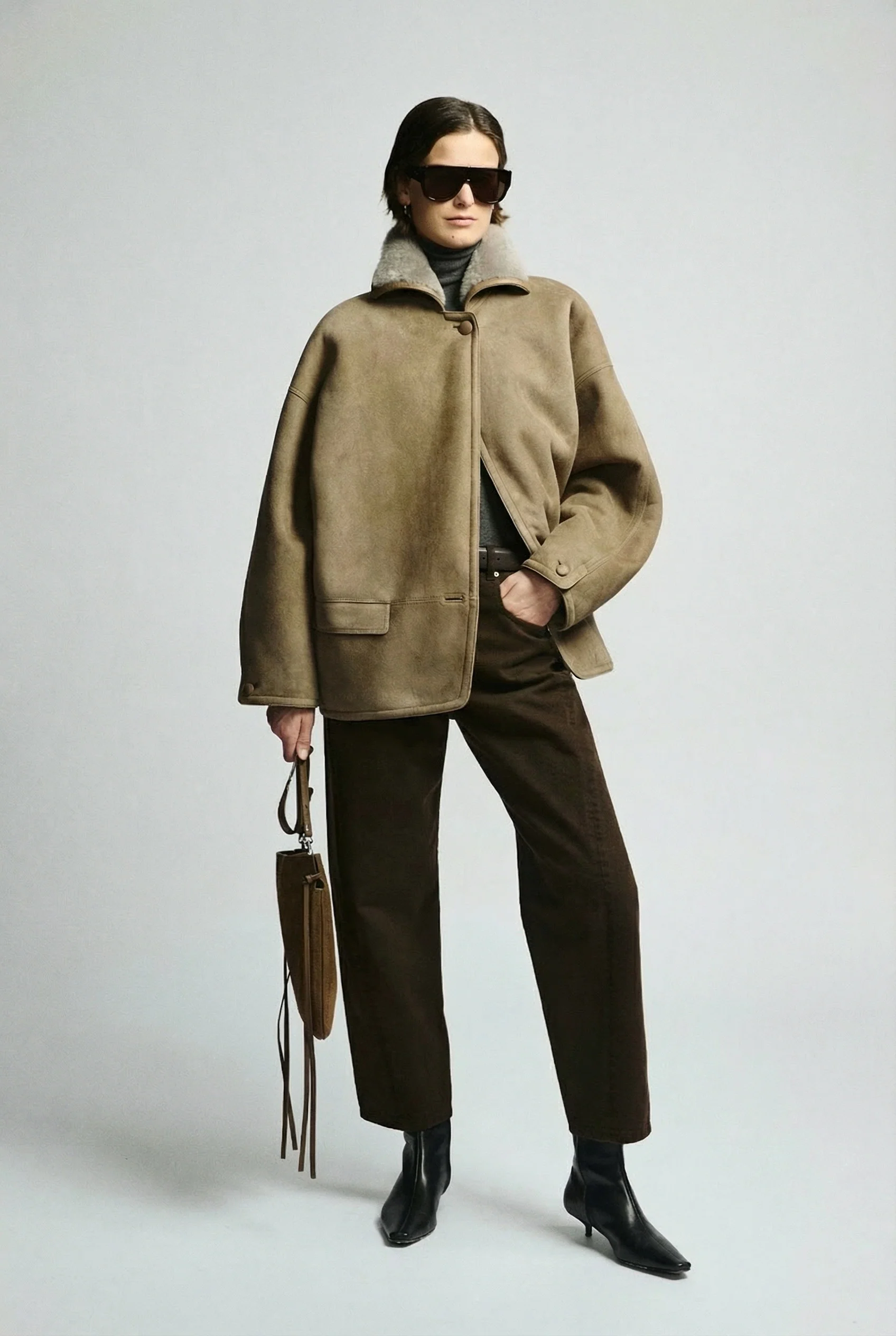 Rounded Merino Shearling Jacket - Image 3