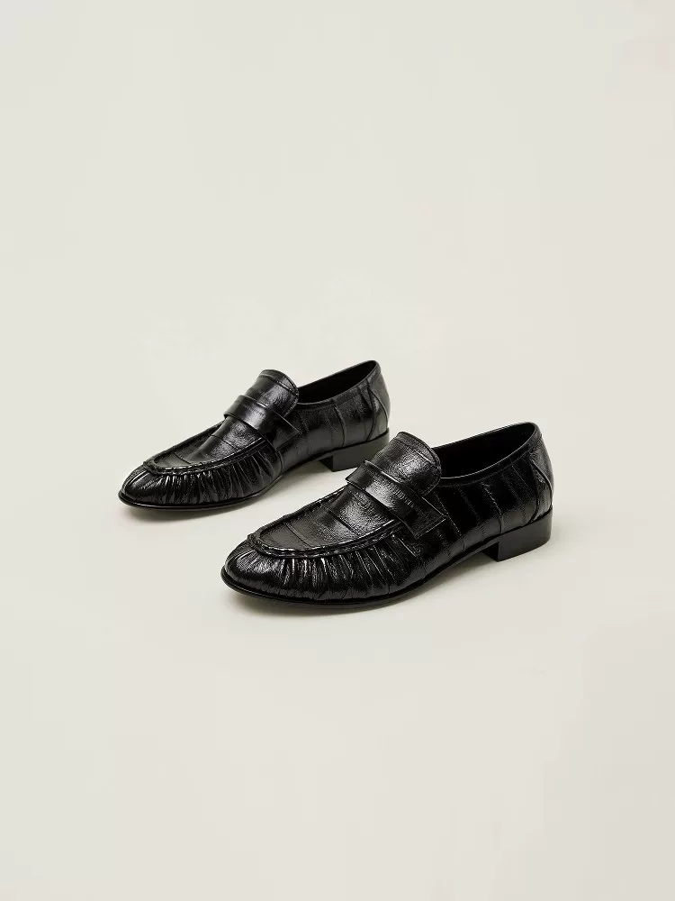 Ruched Eel Penny Loafers - Image 2