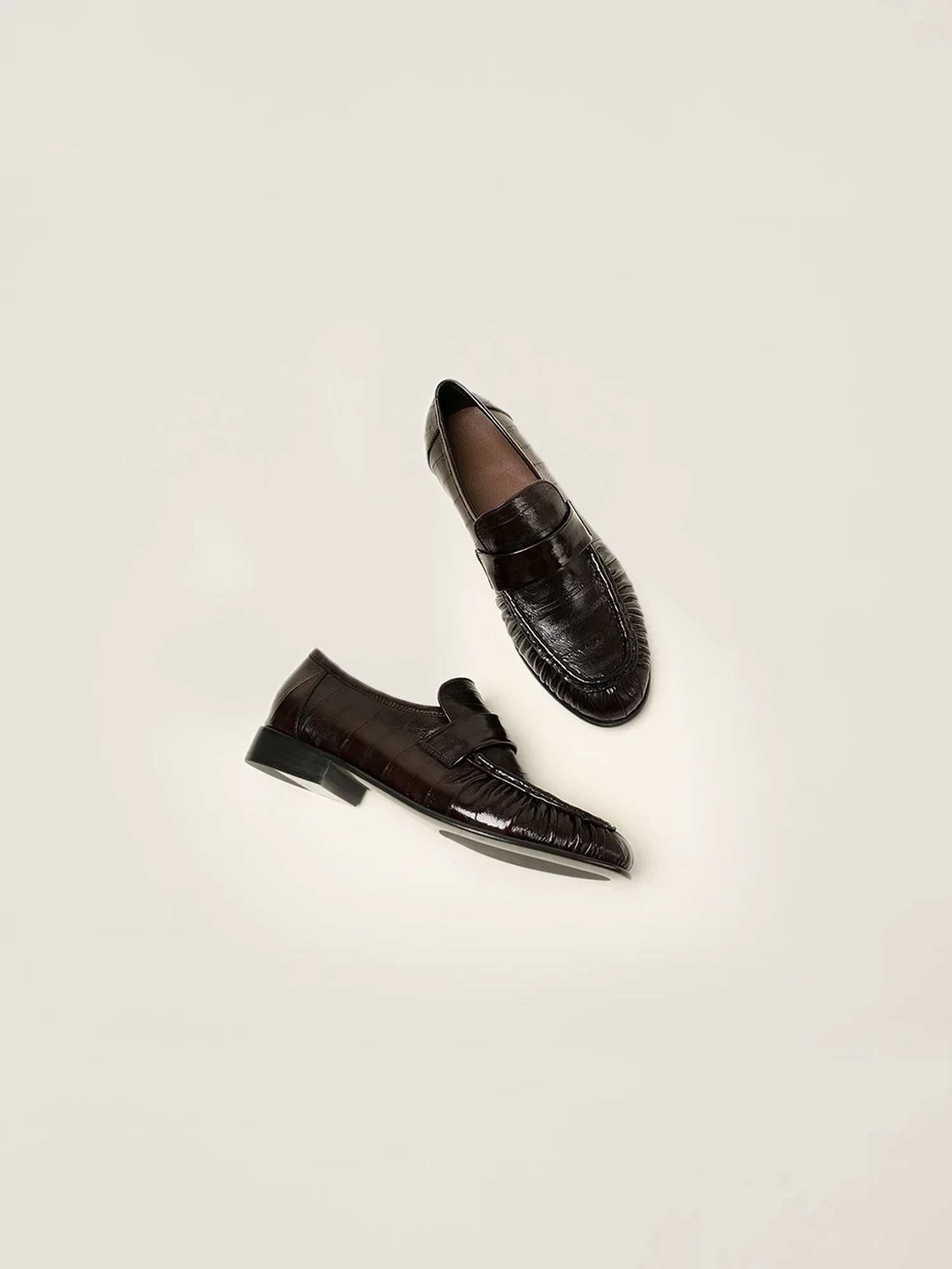 Ruched Eel Penny Loafers - Image 3