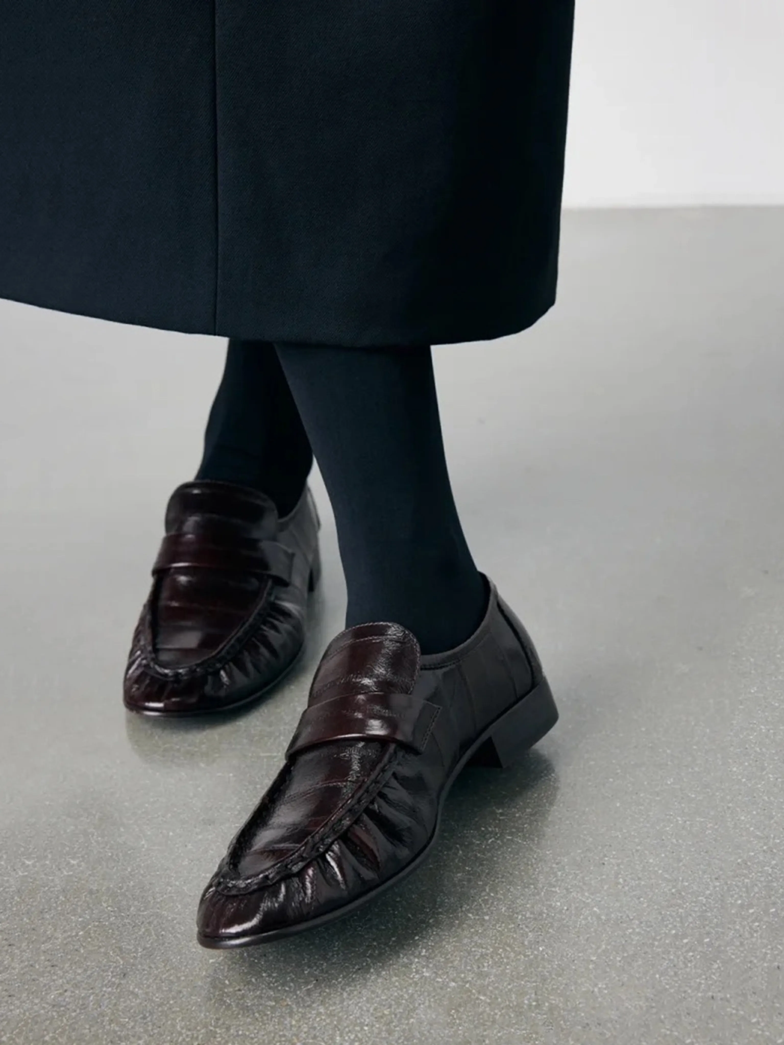 Ruched Eel Penny Loafers - Image 7
