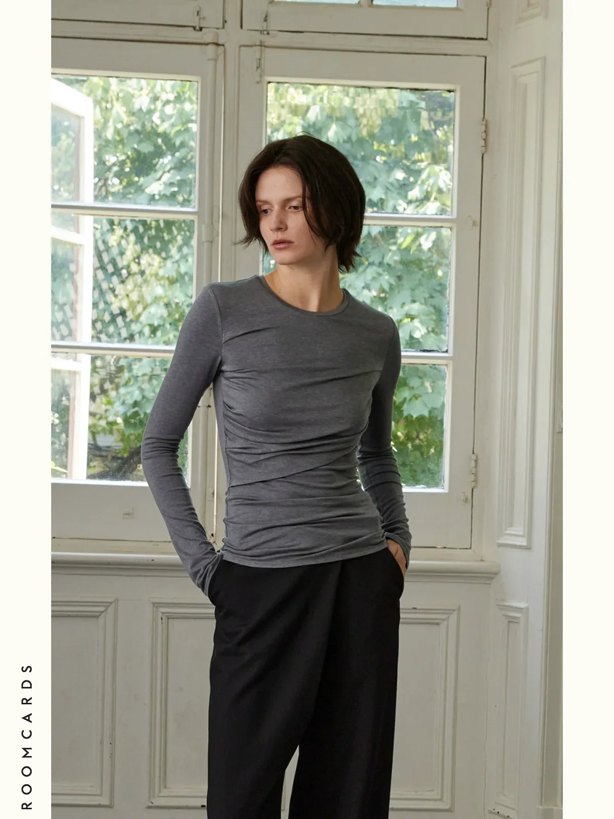 Ruched Long-Sleeve Thermal Top