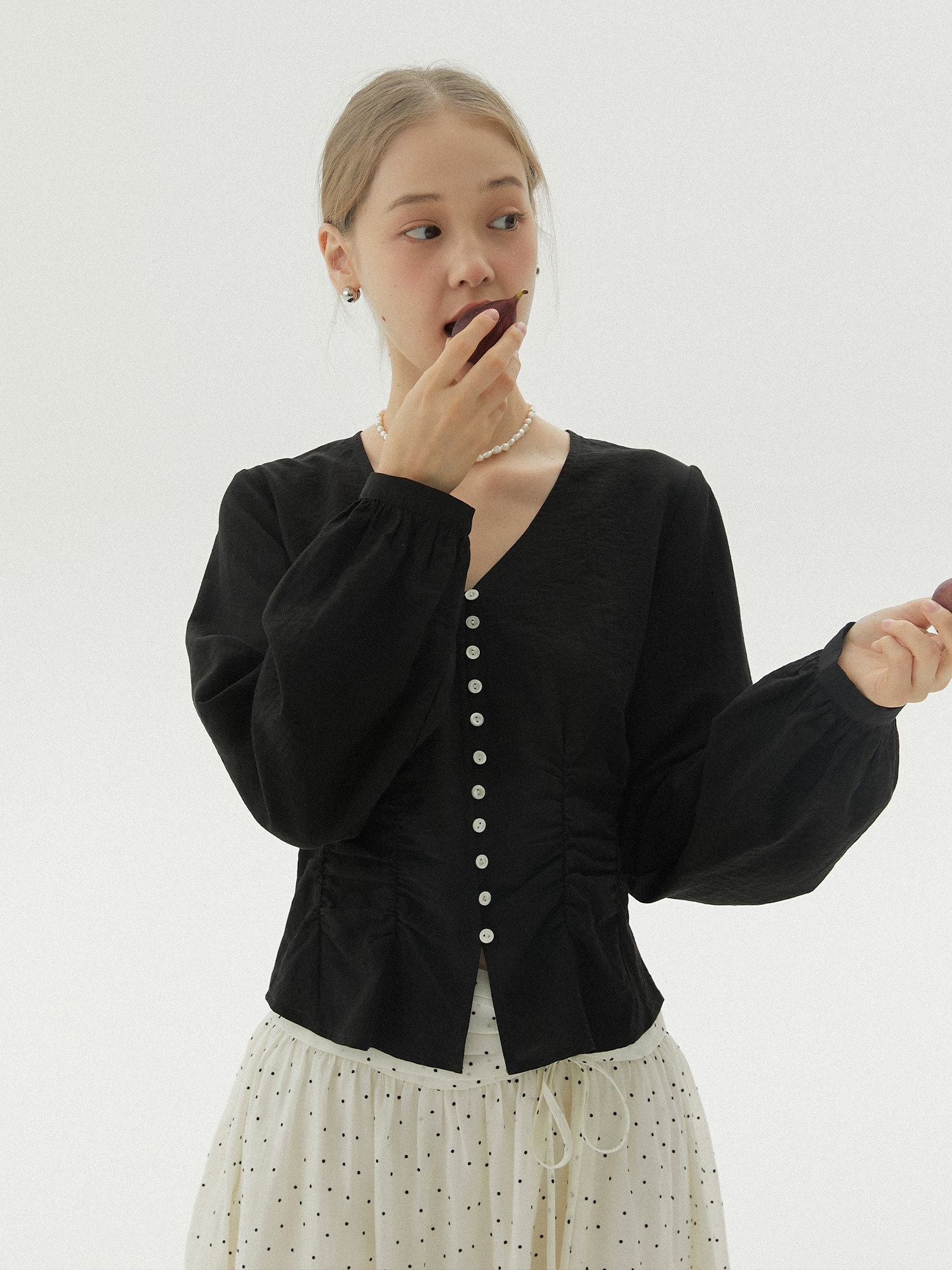 Ruched V-Neck Blouse - Image 5