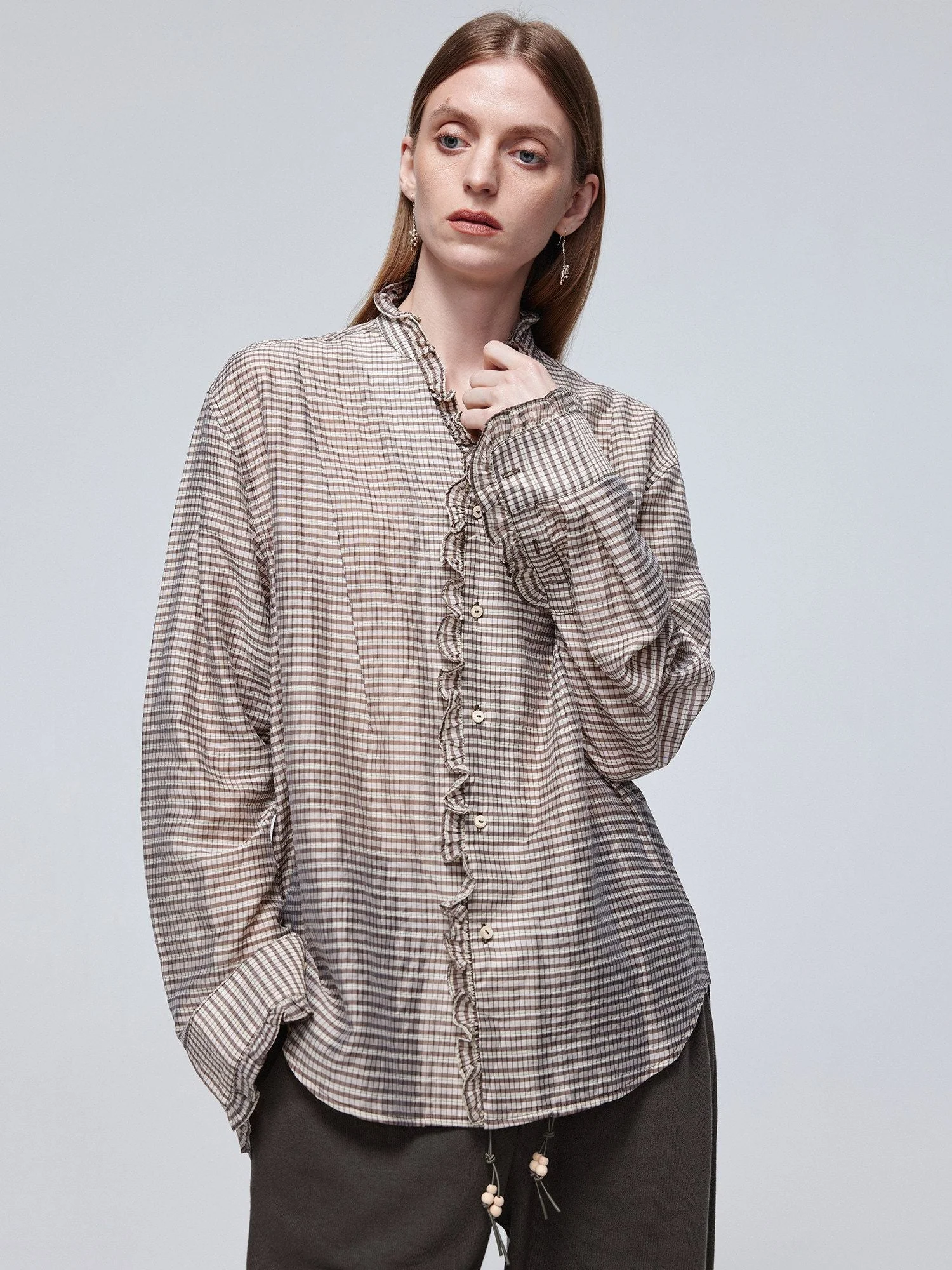 Ruffle Check Shirt