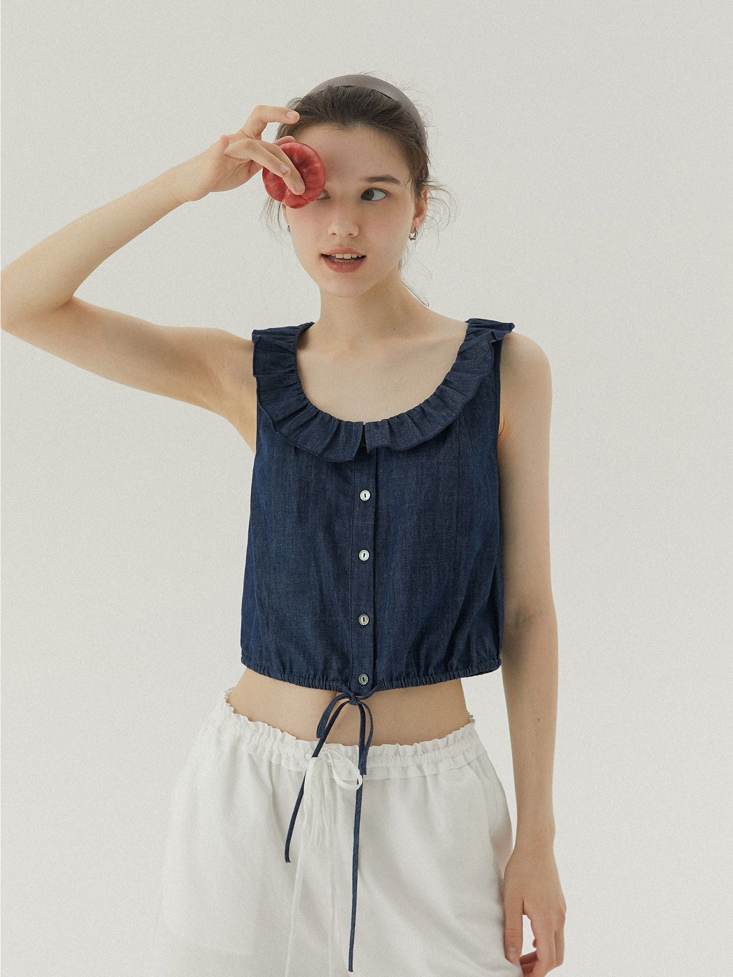 Ruffled Denim Top - Image 3
