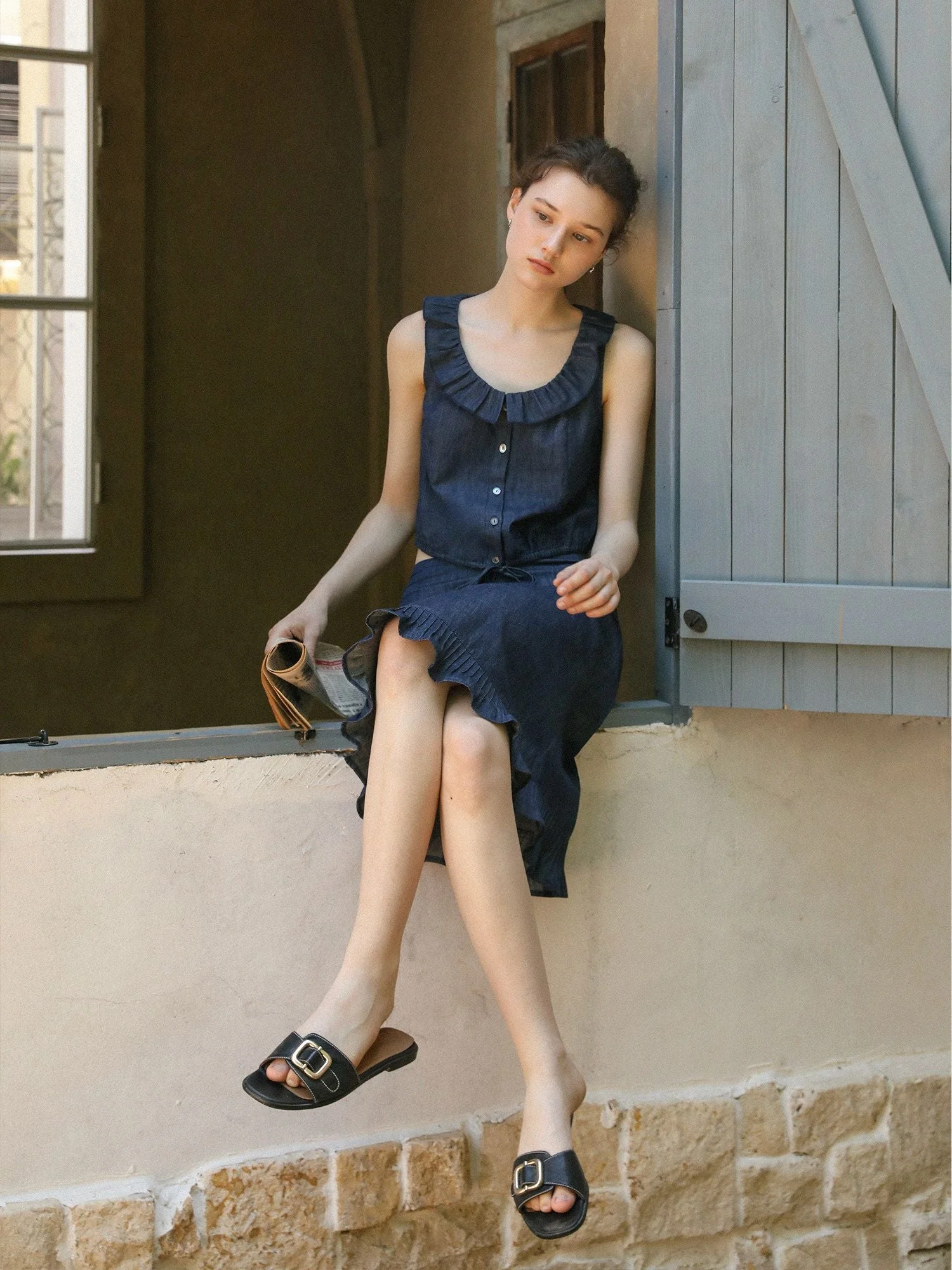 Ruffled Denim Top - Image 4