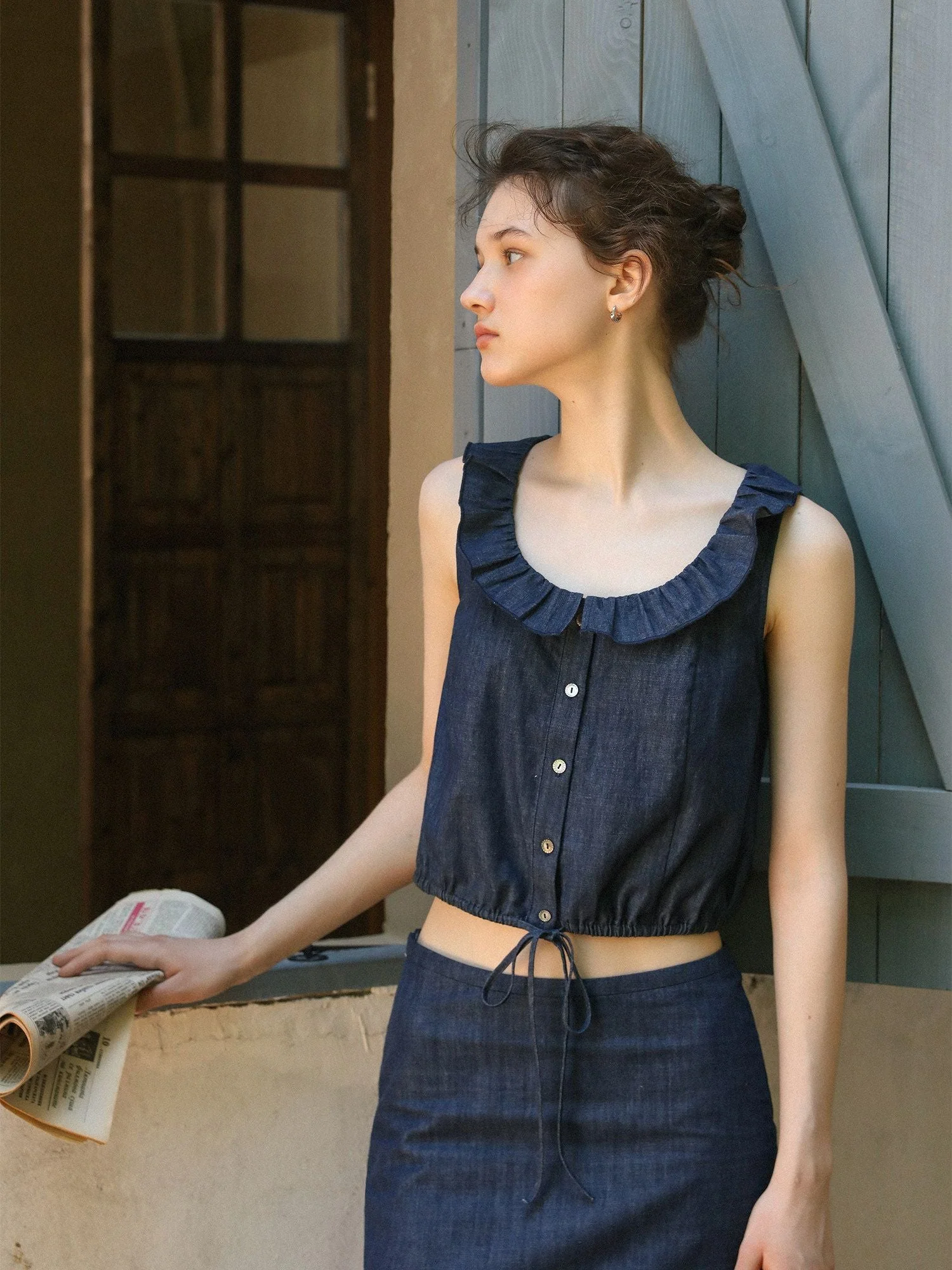 Ruffled Denim Top - Image 5