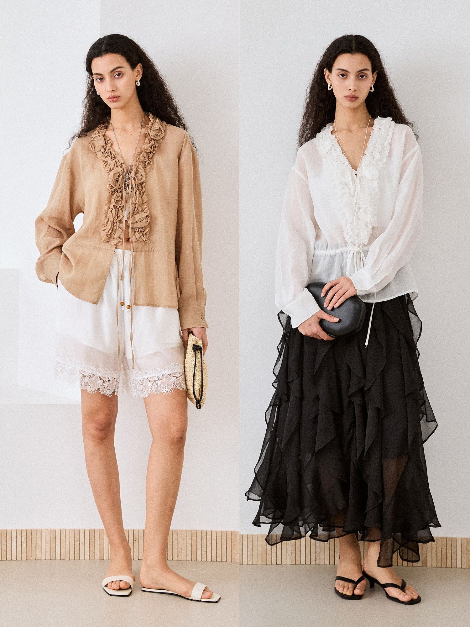 Ruffled Drawstring Blouse - Image 2