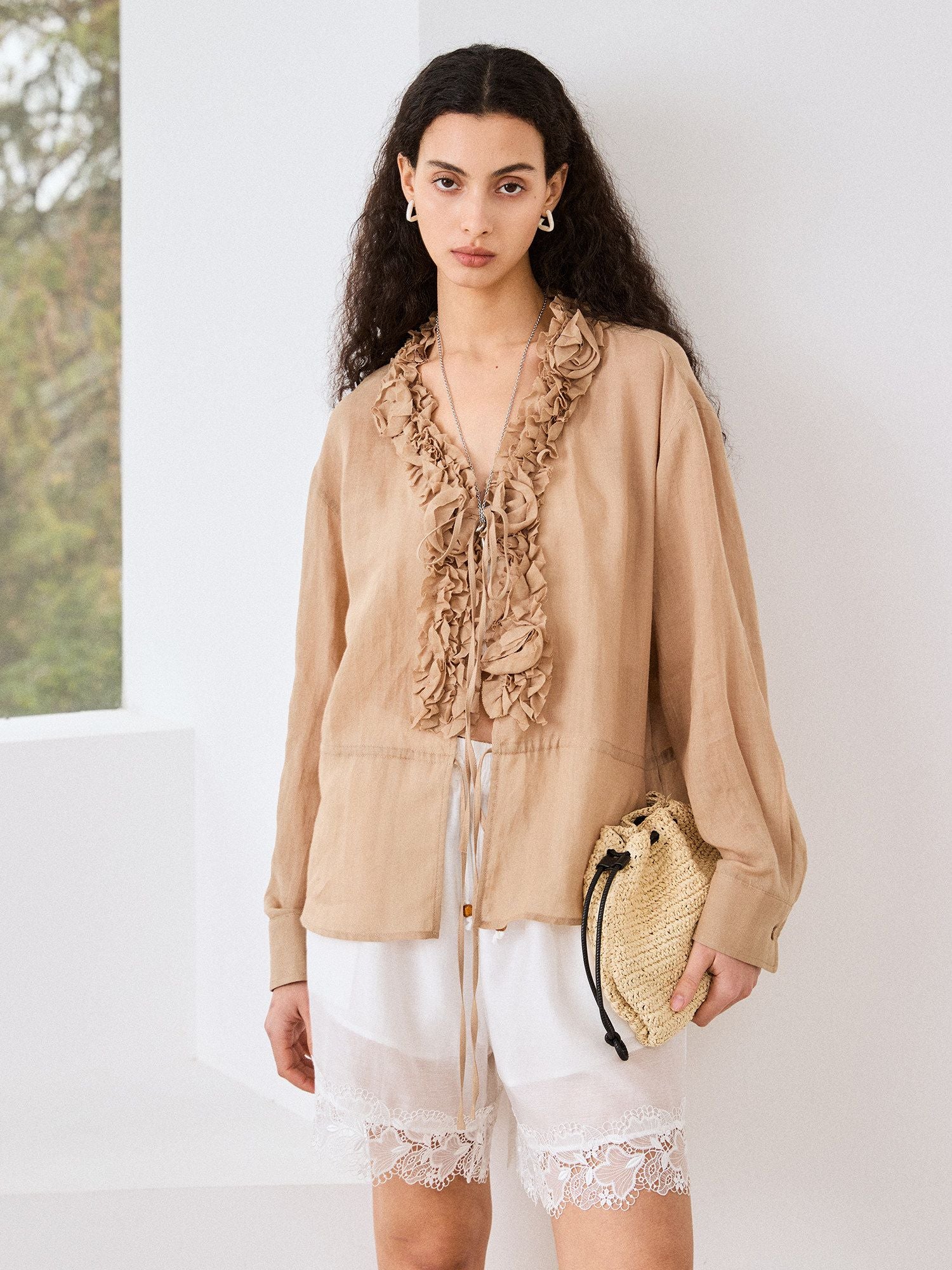 Ruffled Drawstring Blouse - Image 3