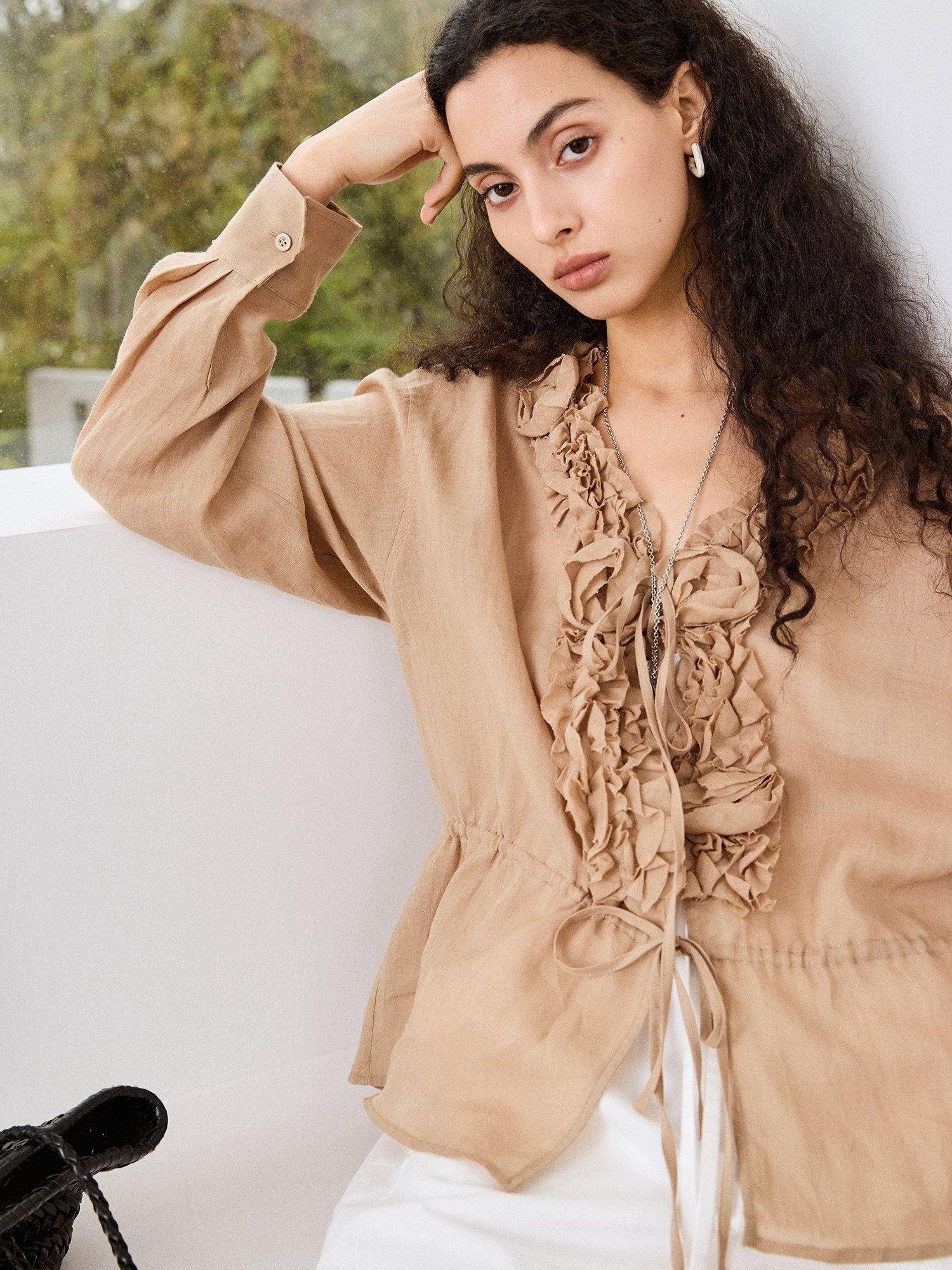 Ruffled Drawstring Blouse - Image 5