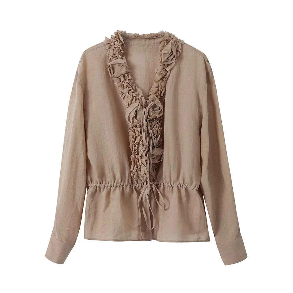 Ruffled Drawstring Blouse - Image 7