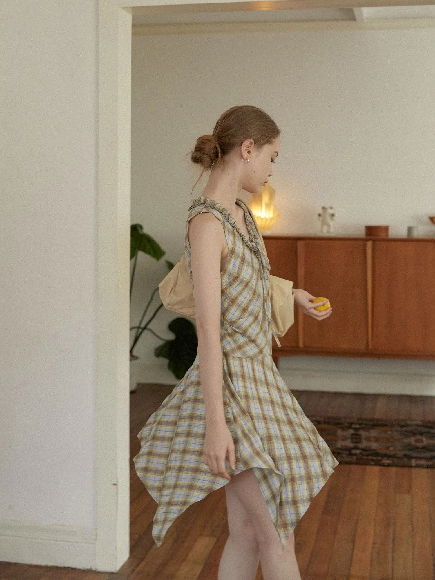 Ruffled Plaid Dress - Image 3