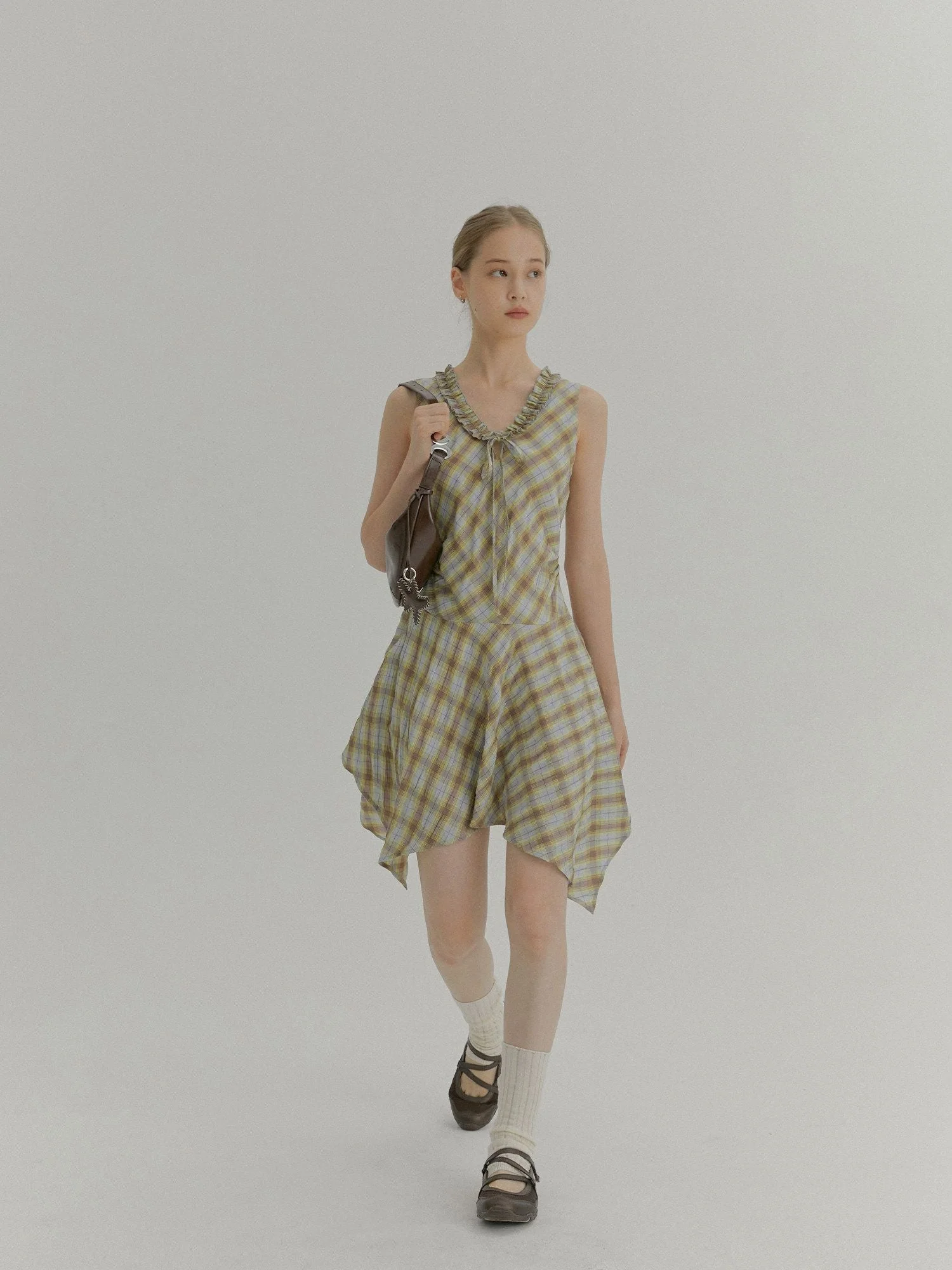 Ruffled Plaid Dress - Image 5