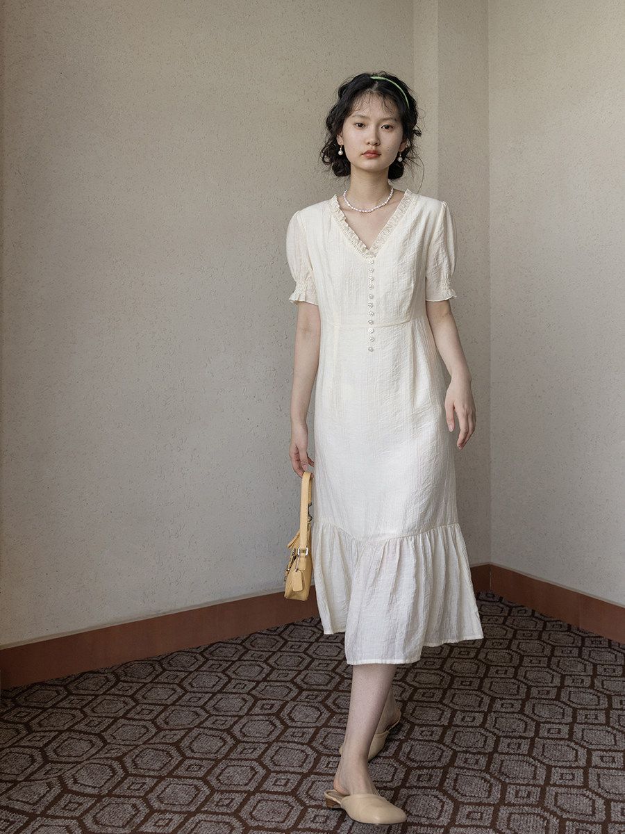 Ruffled V-Neck Dress - Image 2