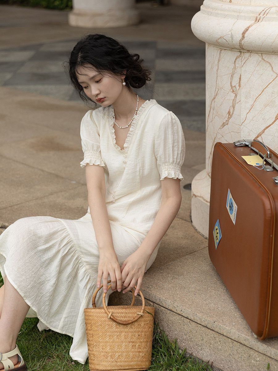 Ruffled V-Neck Dress - Image 3