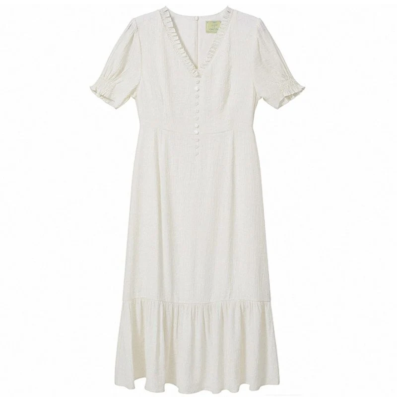 Ruffled V-Neck Dress - Image 6