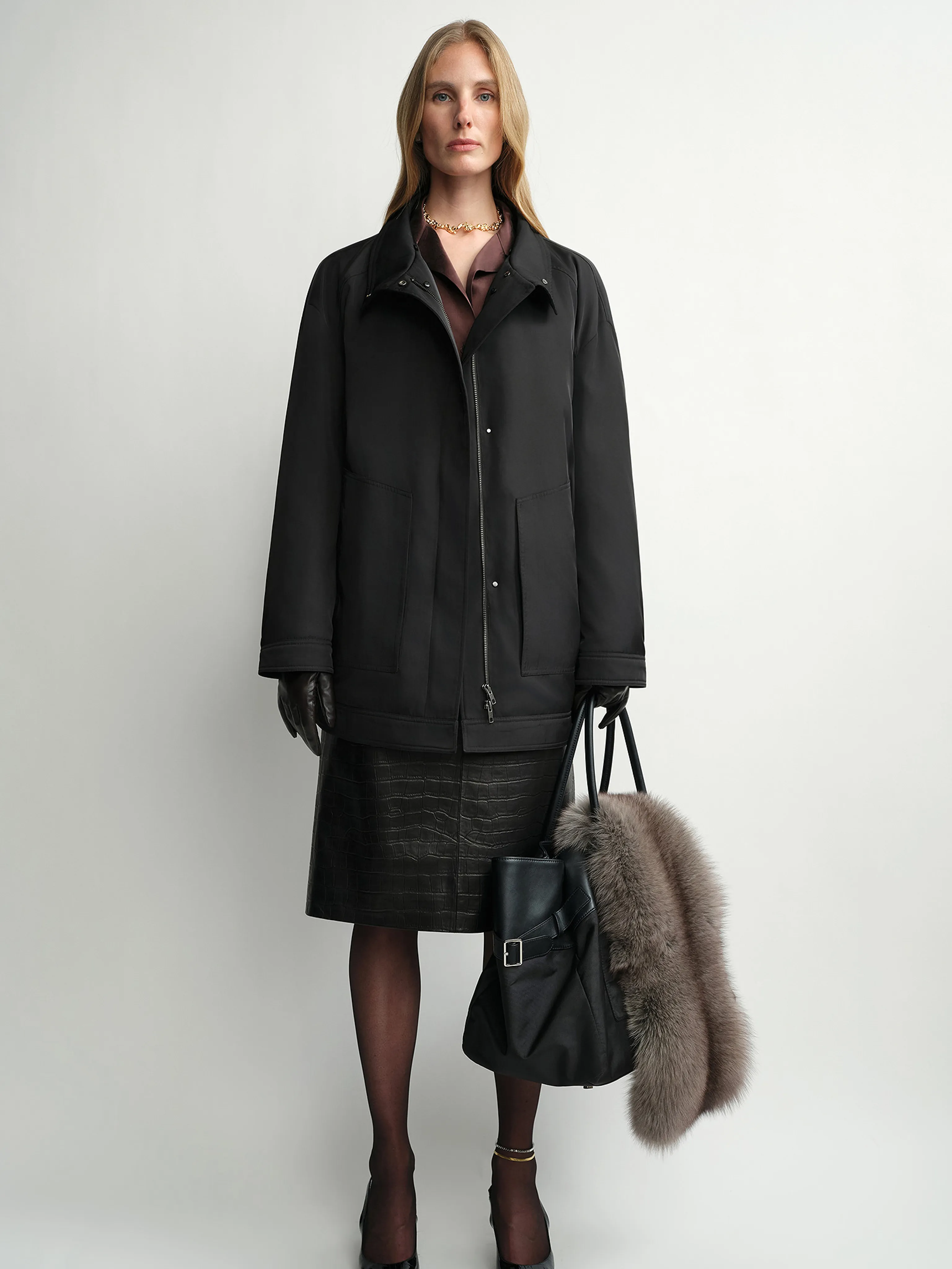 Sable Collar Mid-Length Down Parka - Image 5