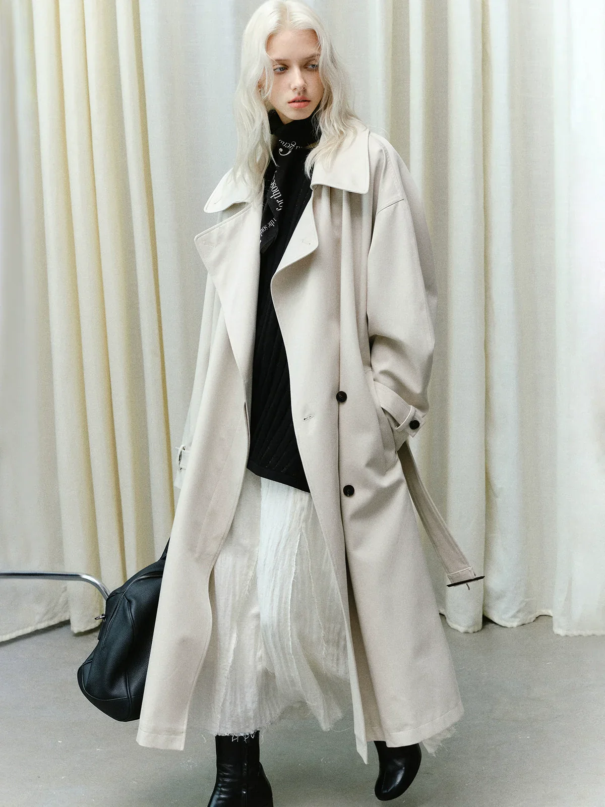 Sand-Washed Tencel-Cotton Trench Coat