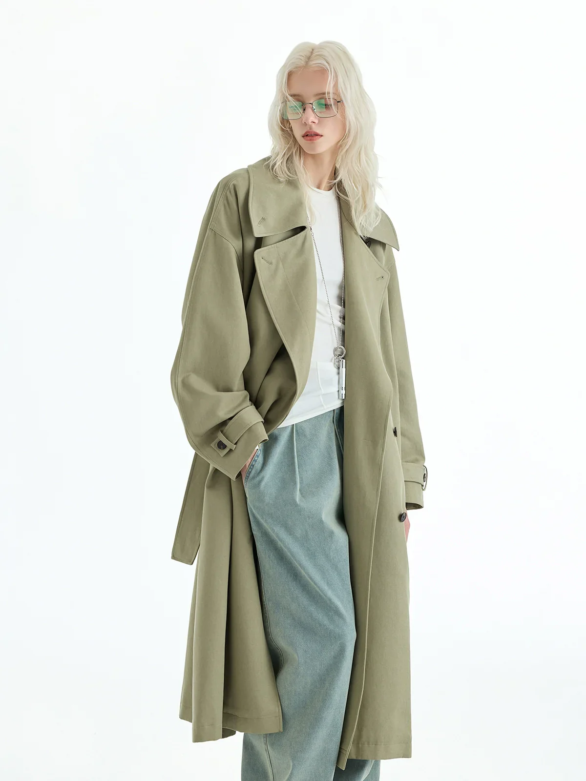 Sand-Washed Tencel-Cotton Trench Coat - Image 2